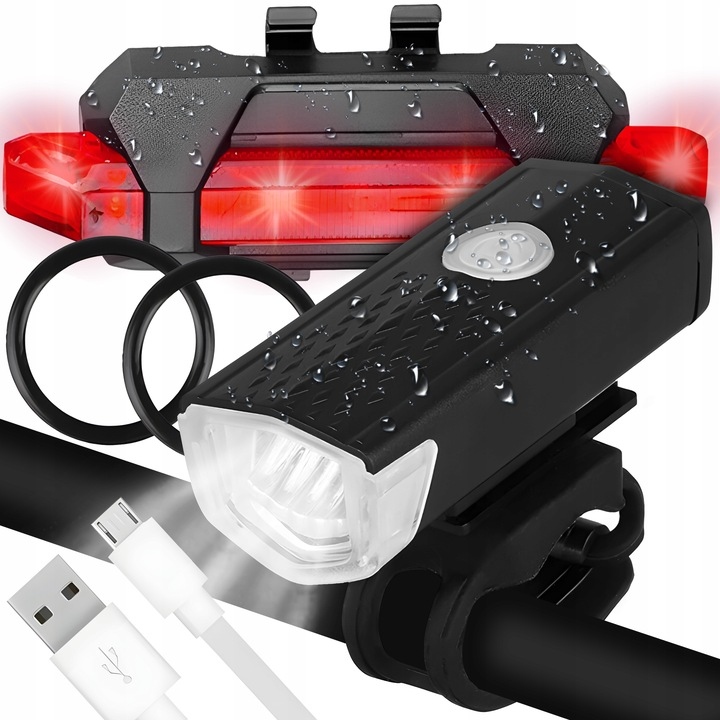 LAMPKA ROWEROWA LED PRZÓD TYŁ ZESTAW DO ROWERU USB