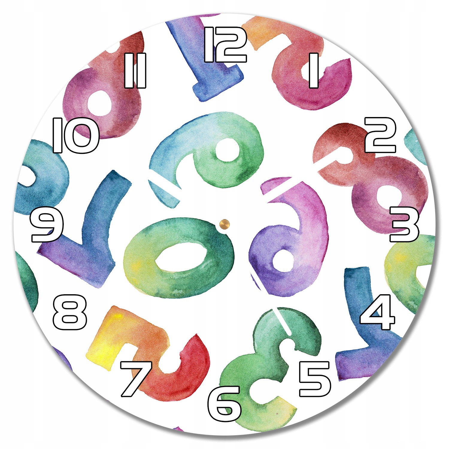 

Nowoczesny wiszący zegar Kolorowe literki f30 cm