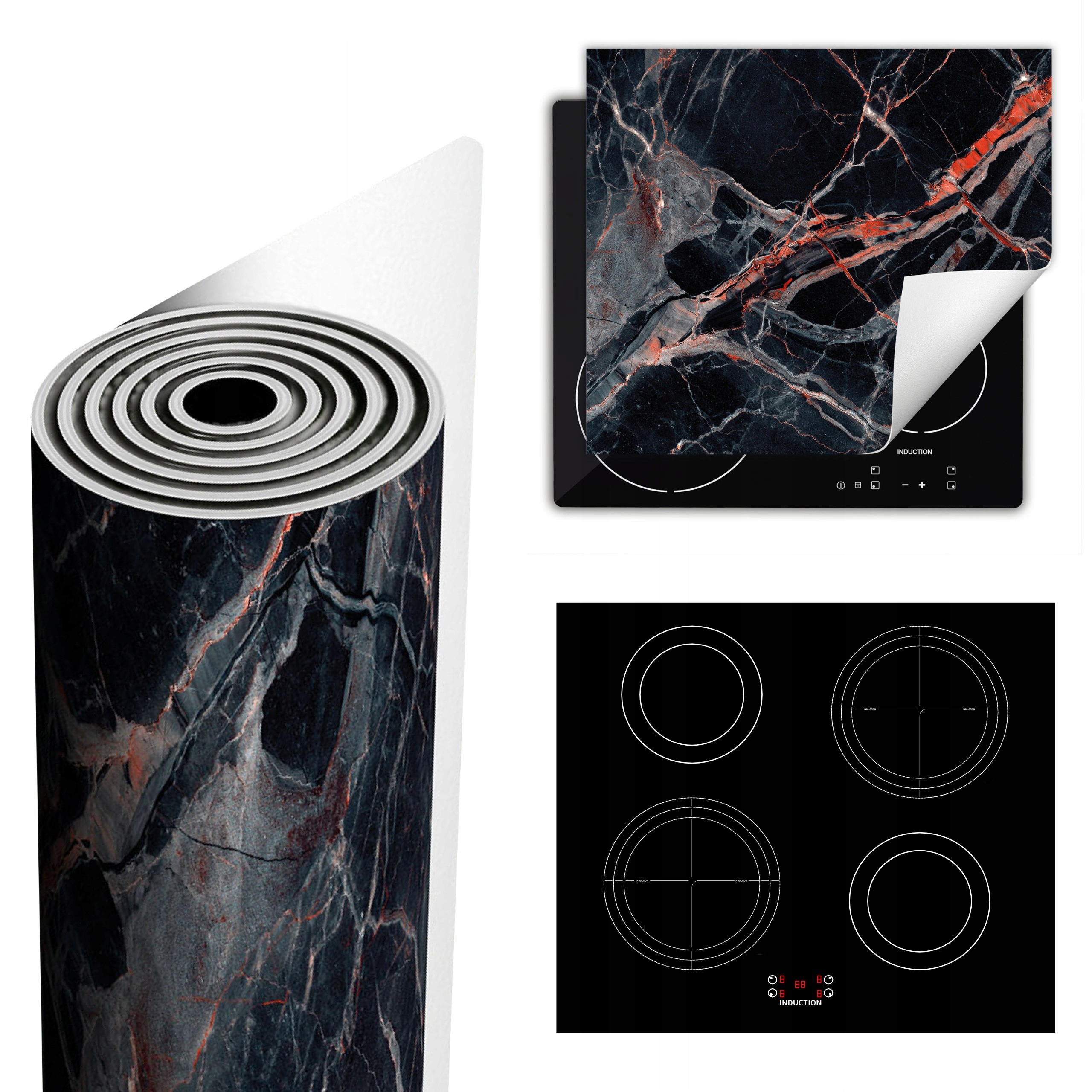 Ochranná Podložka Na Sporák Má Více Místa 60x52 červená mramor