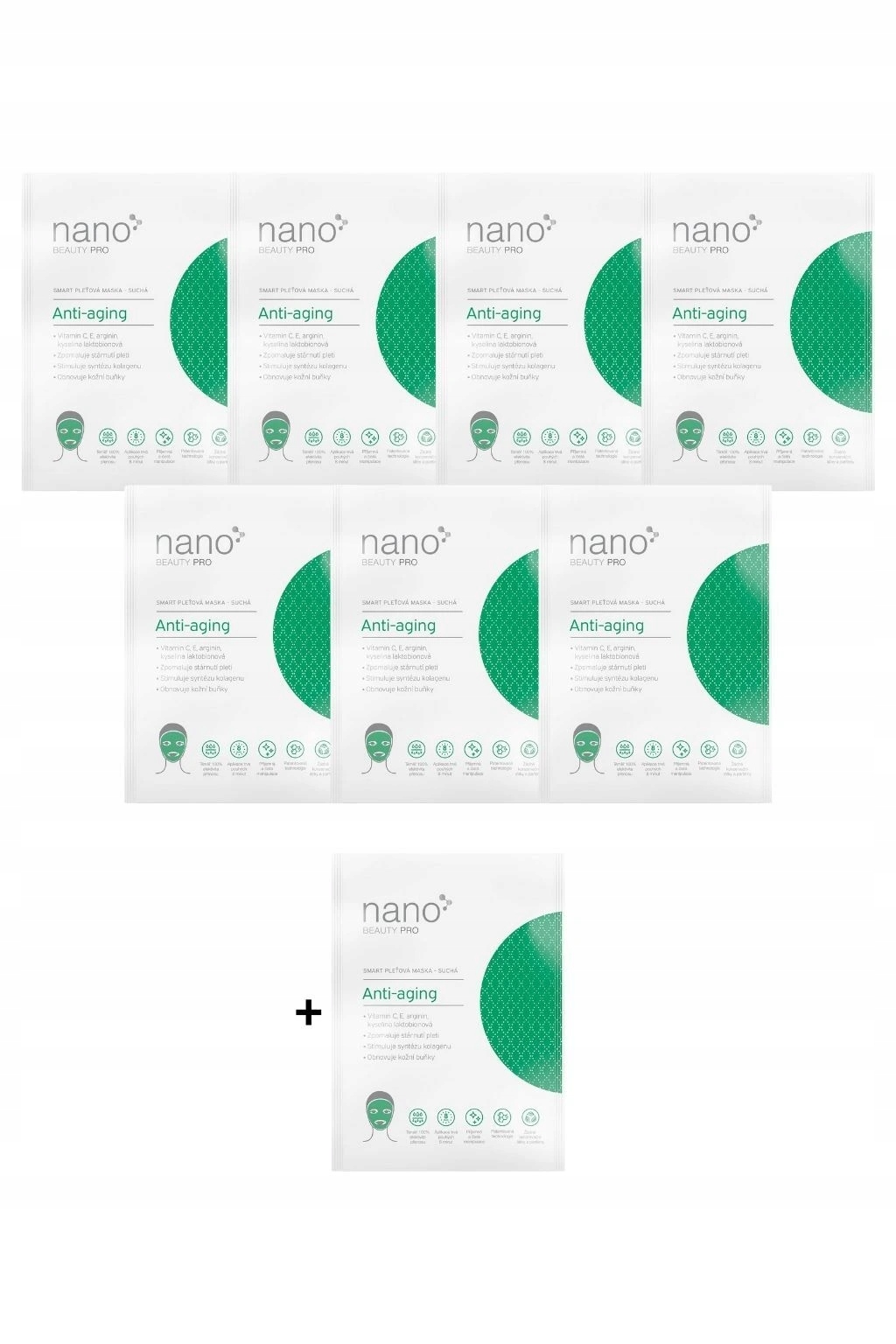 Výhodná sada Anti-aging nanovlákenných masek nanoBeauty 7+1 zdarma