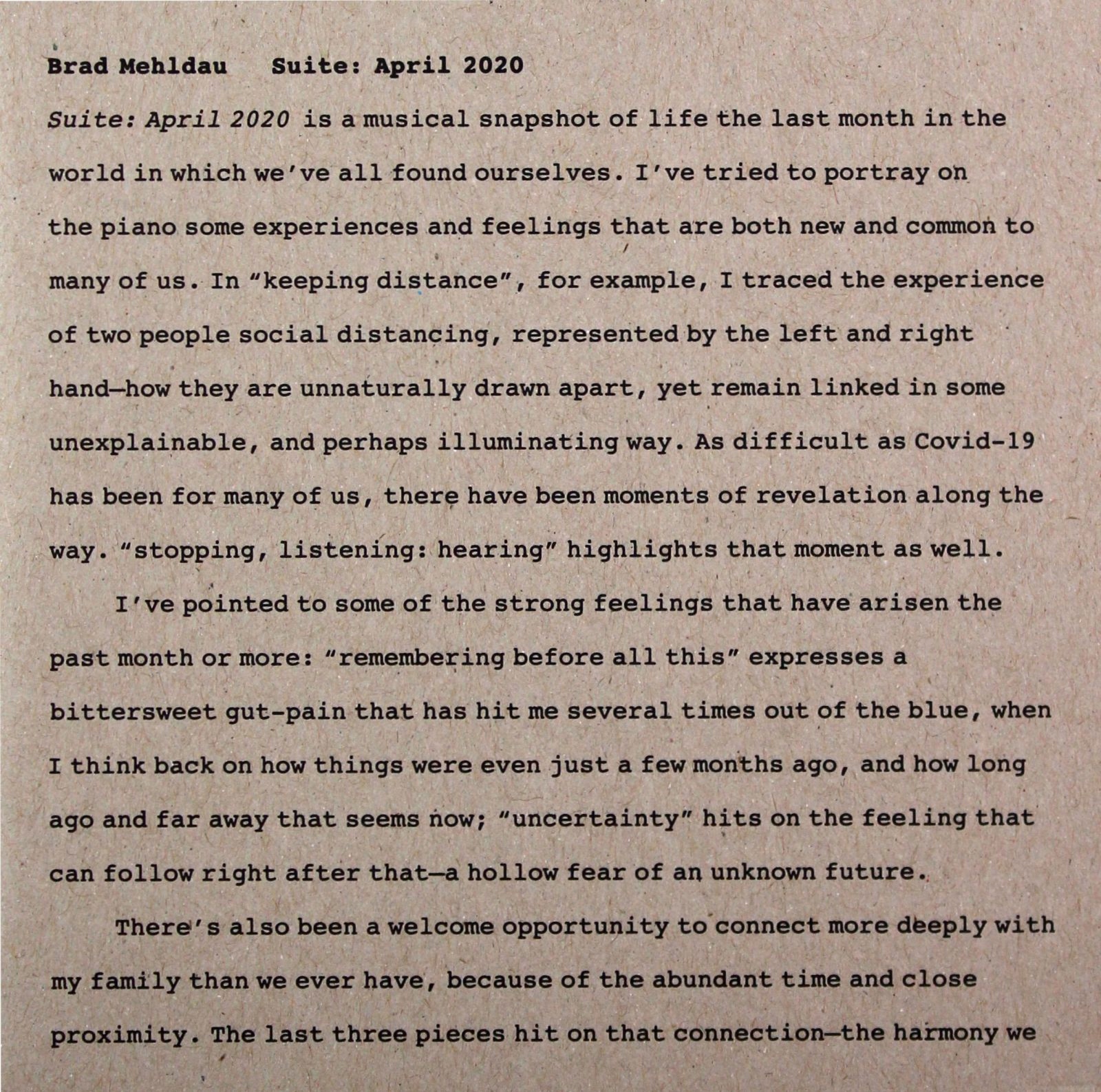 Brad Mehldau: Suite: April 2020 [CD]-Zdjęcie-0