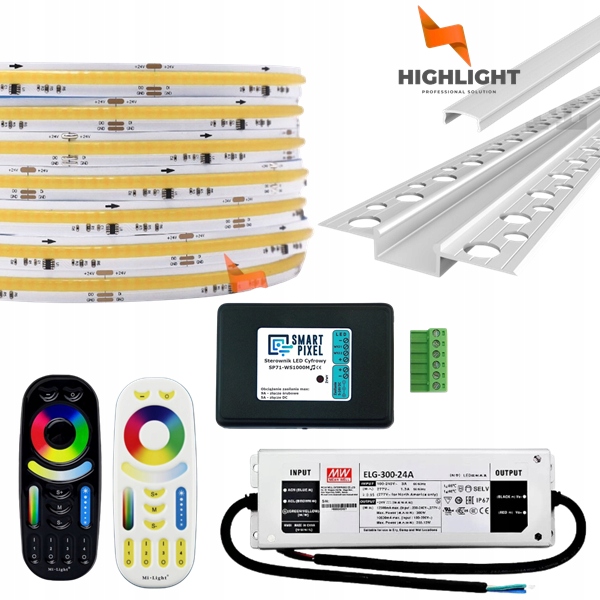 30m Sada Fasáda Led pásik Digitálny Cob Mono 11W 24V IP65+Strieborný profil