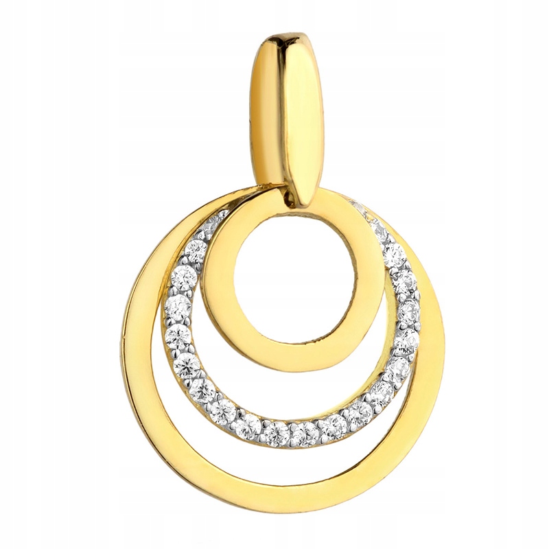 Zlatý Přívěsek pr. 585 Prsten Kola se Zirkony 14k