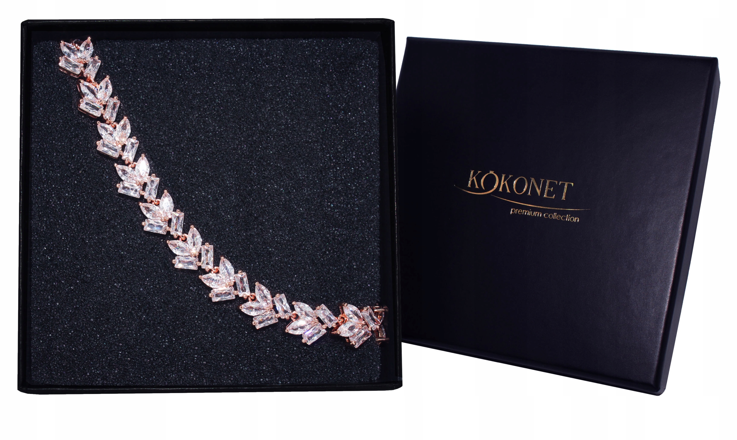 Svatební náramek rose gold růžové zlato se třpytí