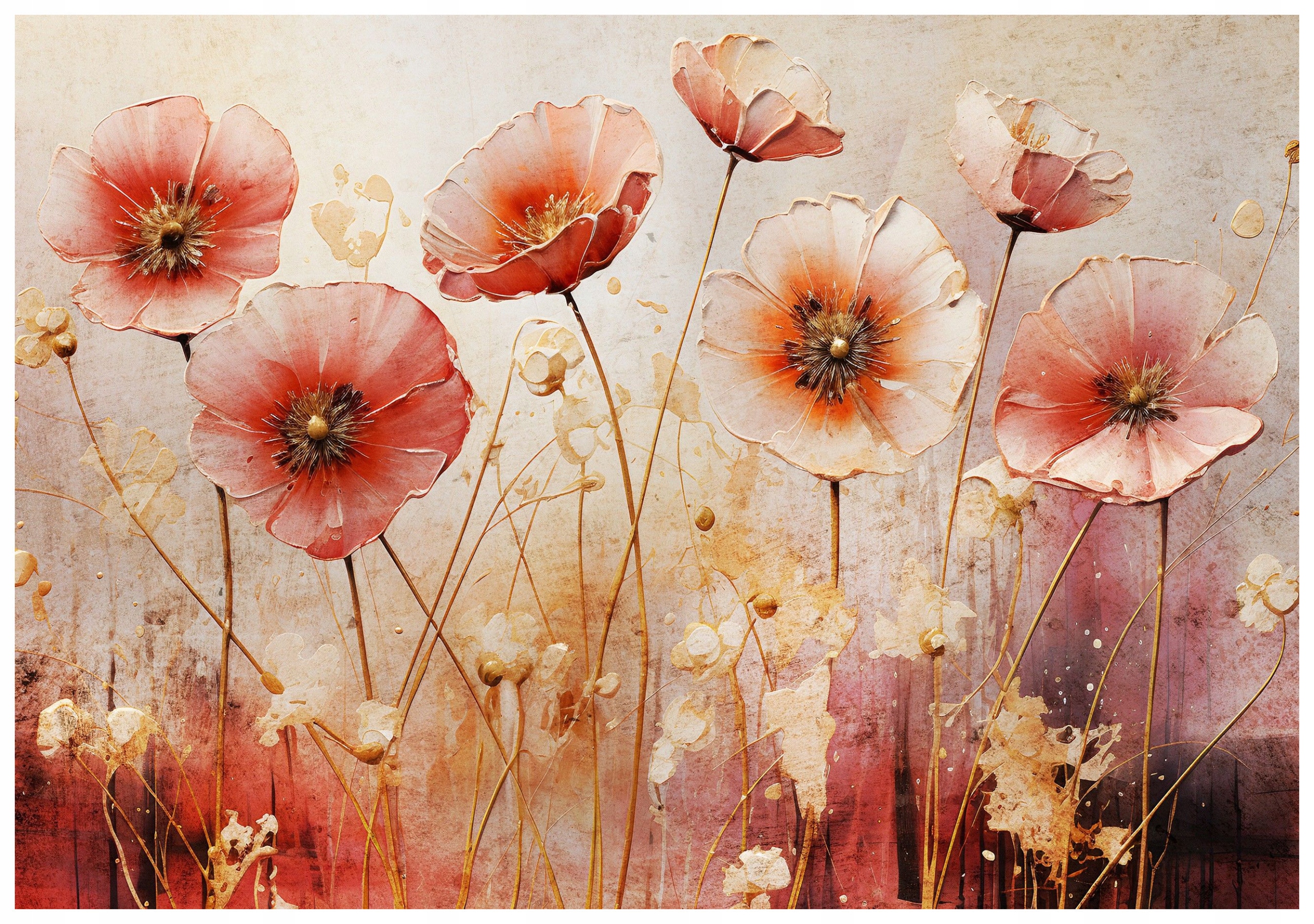 Tapeta Maki akvarelové pastelové jemné kvety do spálne 368x254 lepidlo