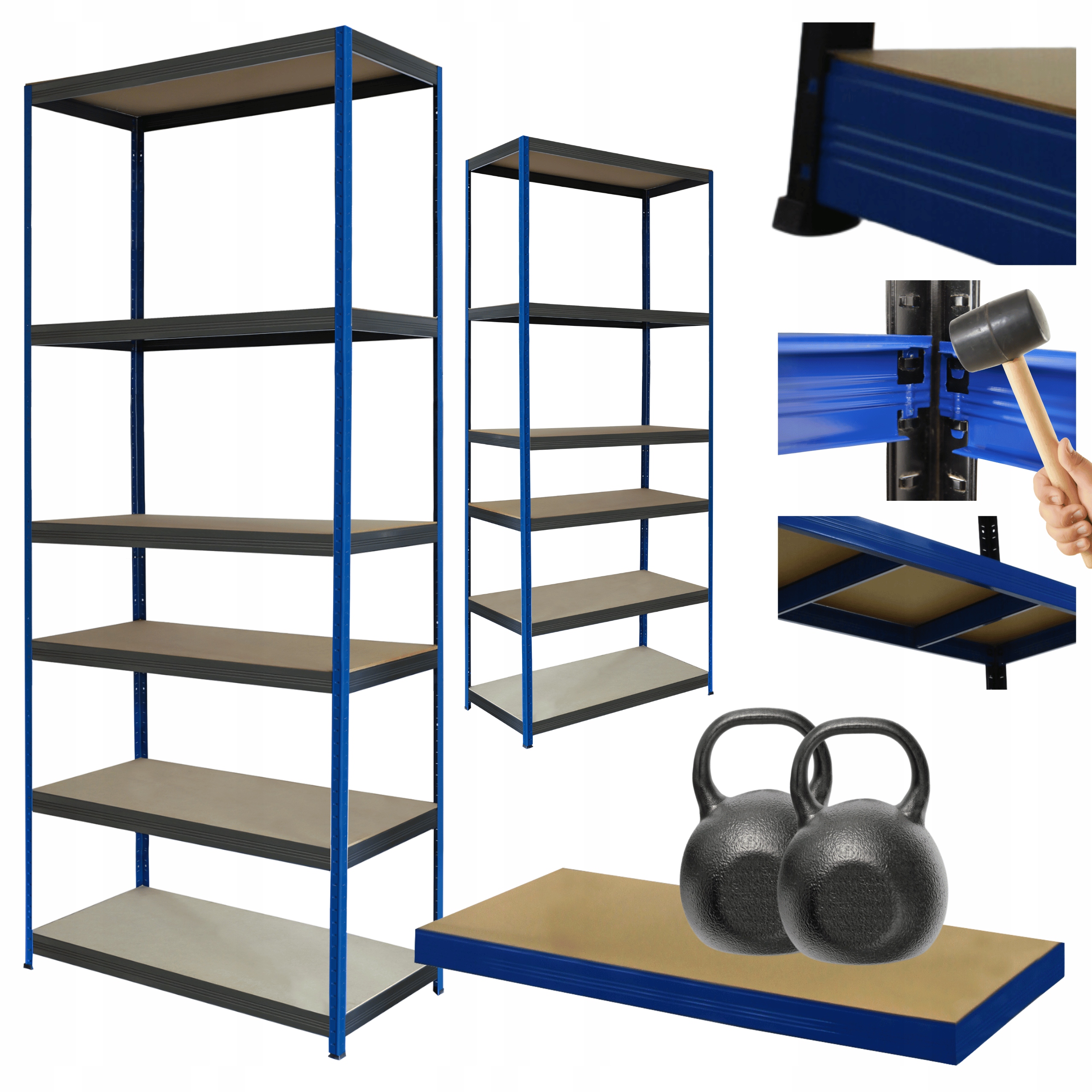 Kovový skladový regál Helios 213x110x50 cm 6Px275 kg Pevná Obloha