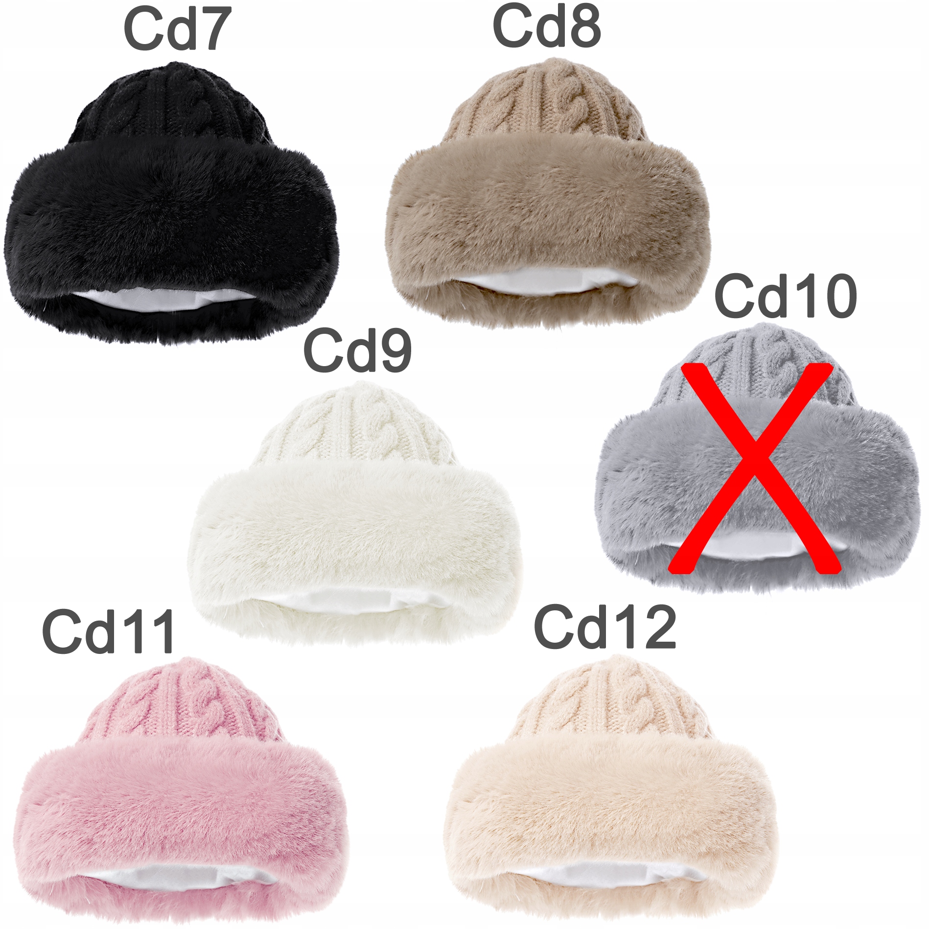 CZAPKA DAMSKA ZIMOWA STYLOWA MODNA ELEGANCKA CIEPŁA SZTUCZNE FUTERKO KOLORY Marka bez marki