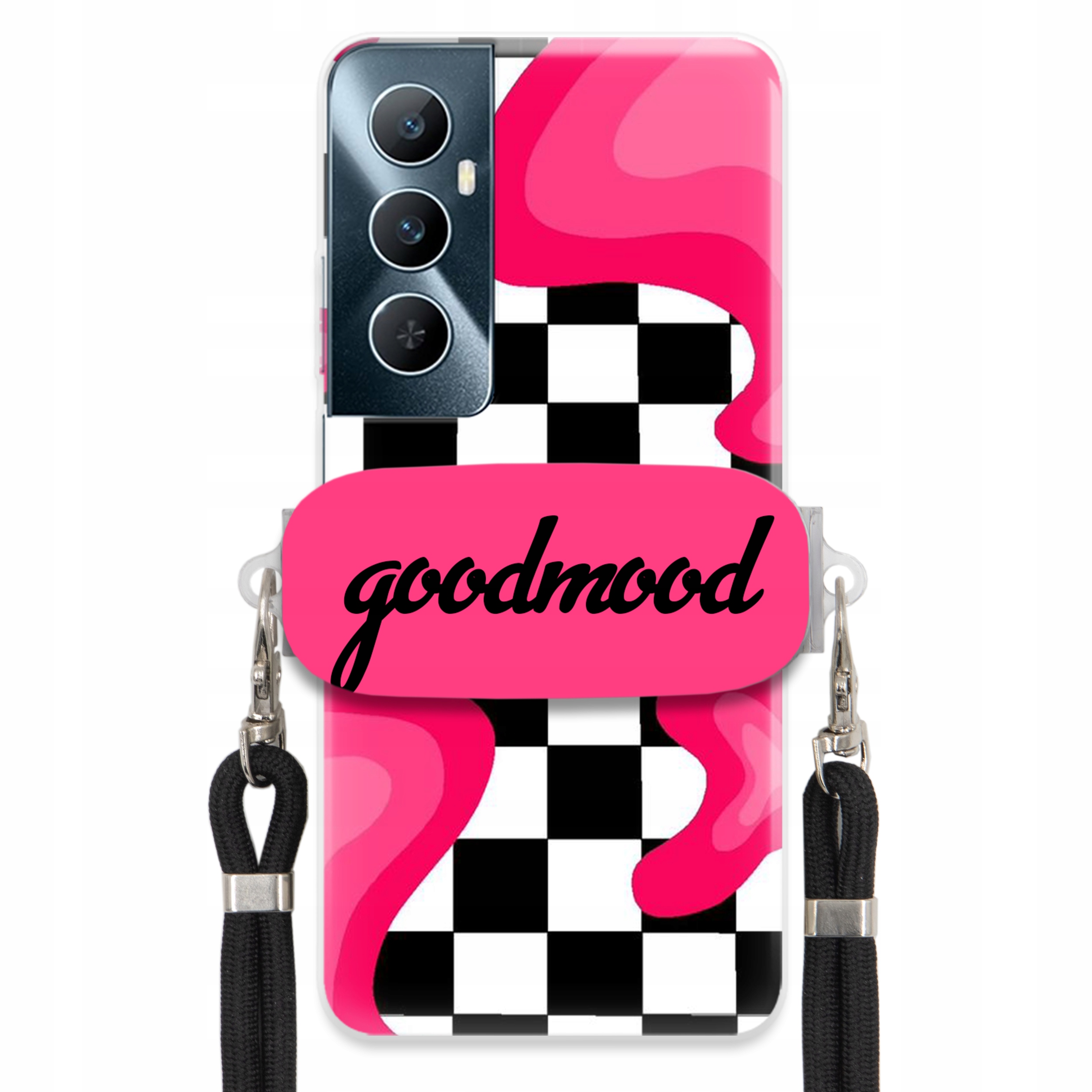 Puzdro Pre Realme C65 4G Sada Case Držiak Na Vodítko Čierna For Teen Módne Splash