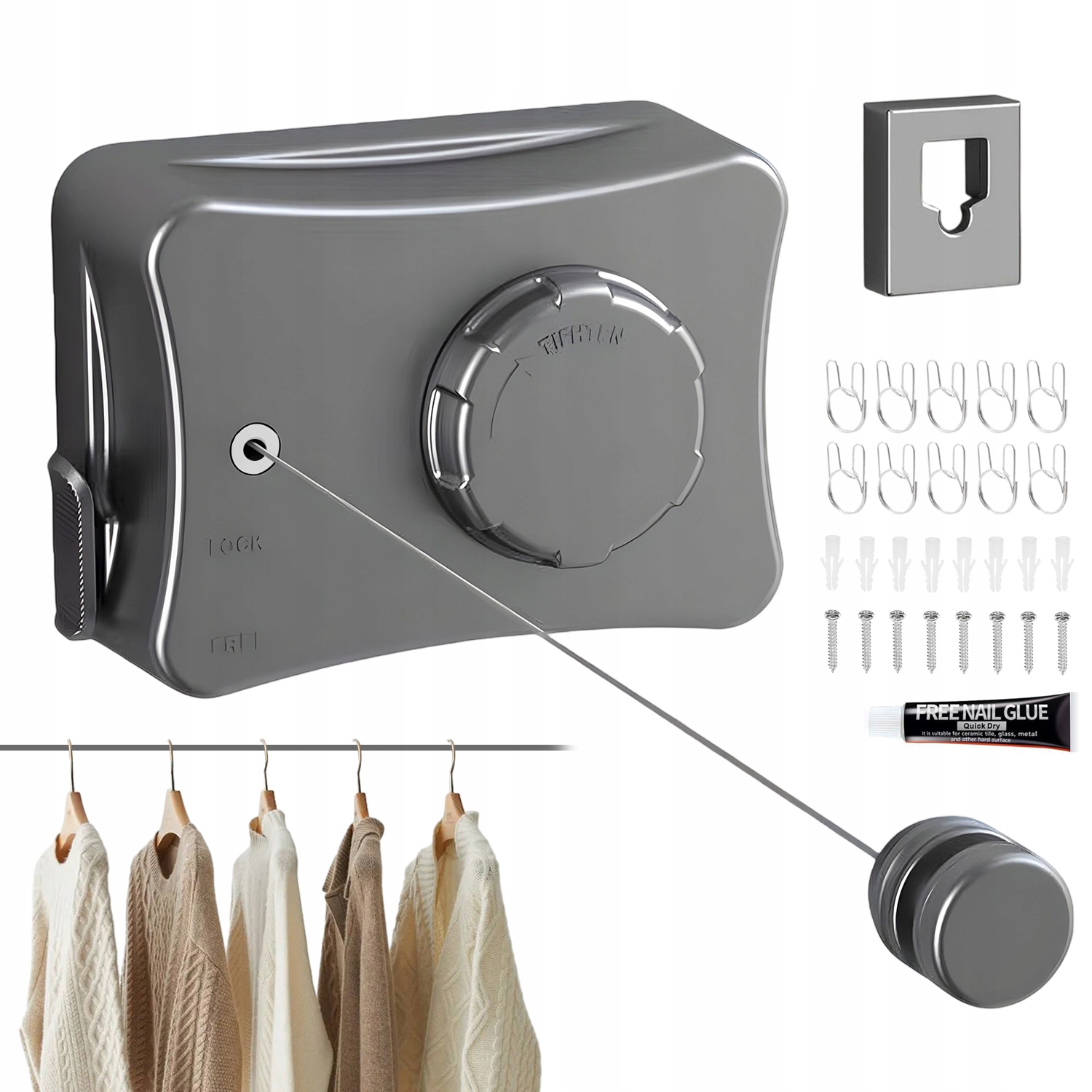 Levně Lanko Na Prádlo Výsuvné Ocel 304 Držák 20 Kg Pro Čistírnu Koupelny Na Terase