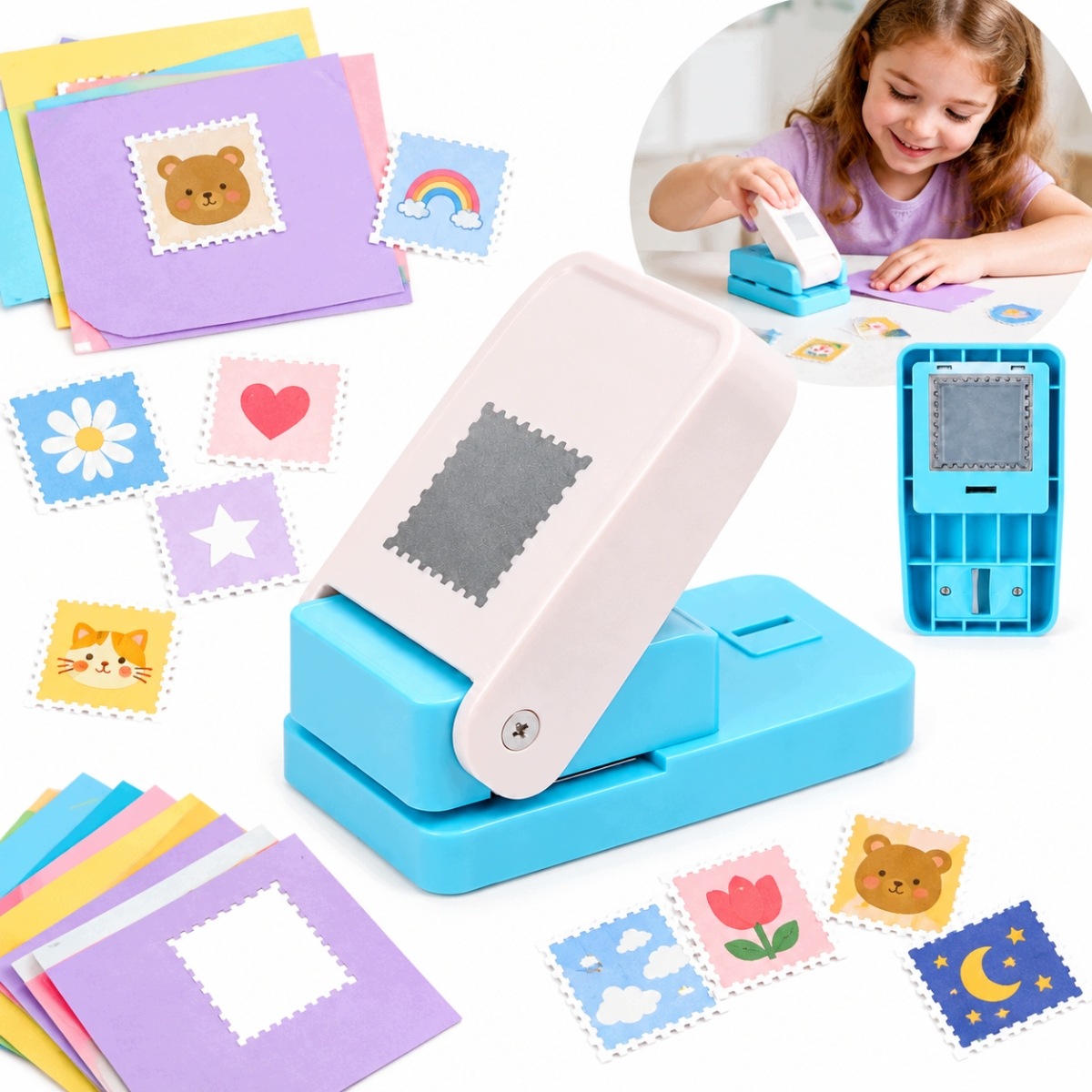 Děrovač Pro Scrapbooking 25X21 MM Poštovní Známka Modrobílá