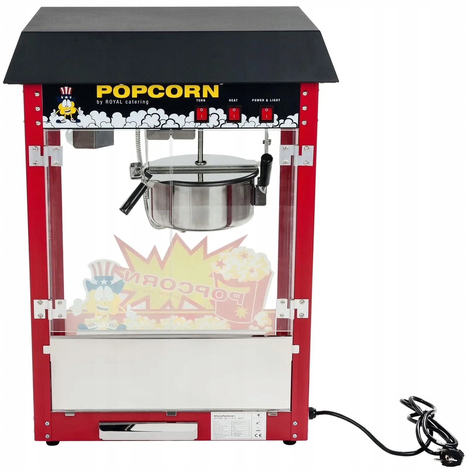 Maszyna do popcornu z czarnym daszkiem 1500W ROYAL CATERING RCPS-16E Marka Royal Catering
