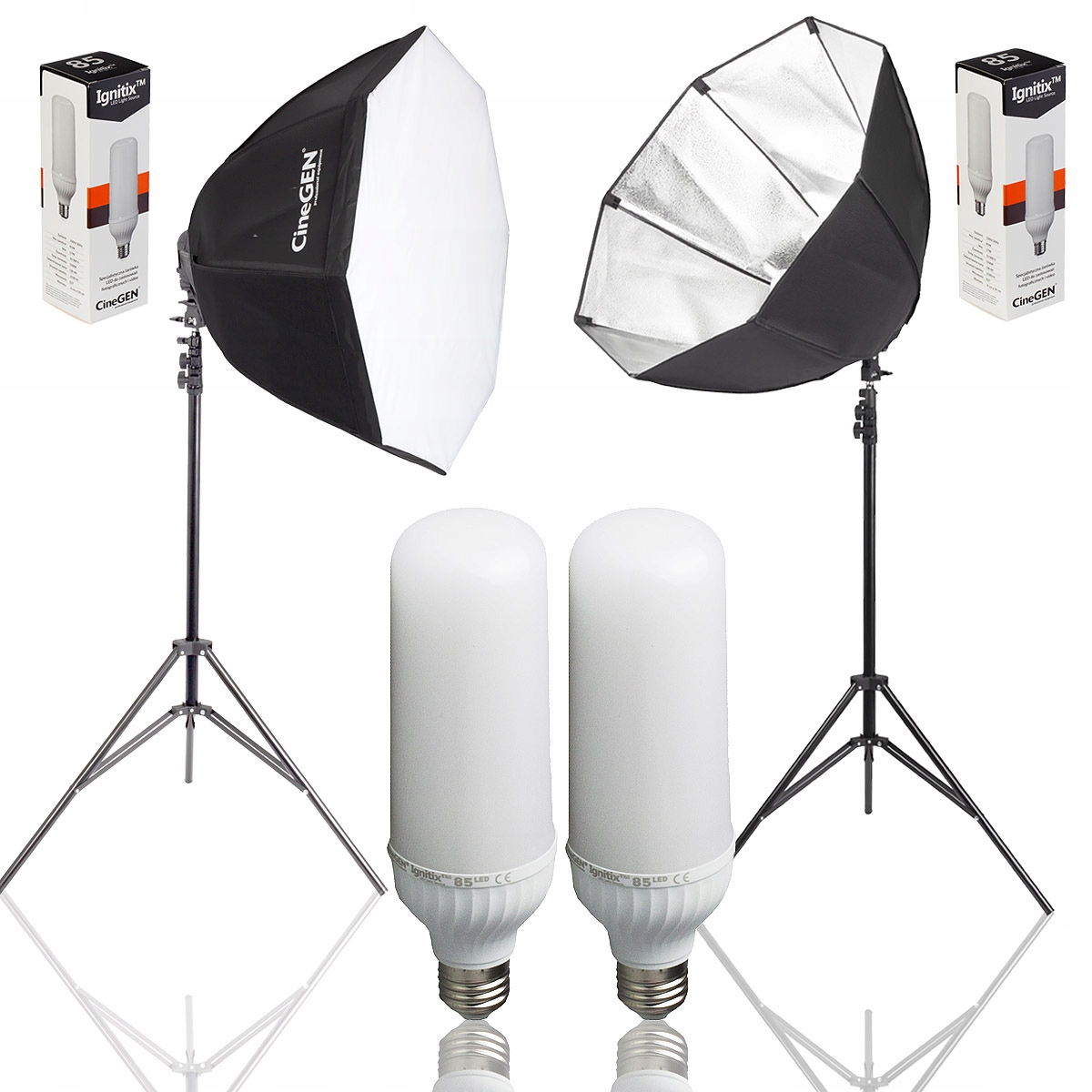 DOUBLE-O6682 2x Softbox lampa octa 60cm 85W Led 802
