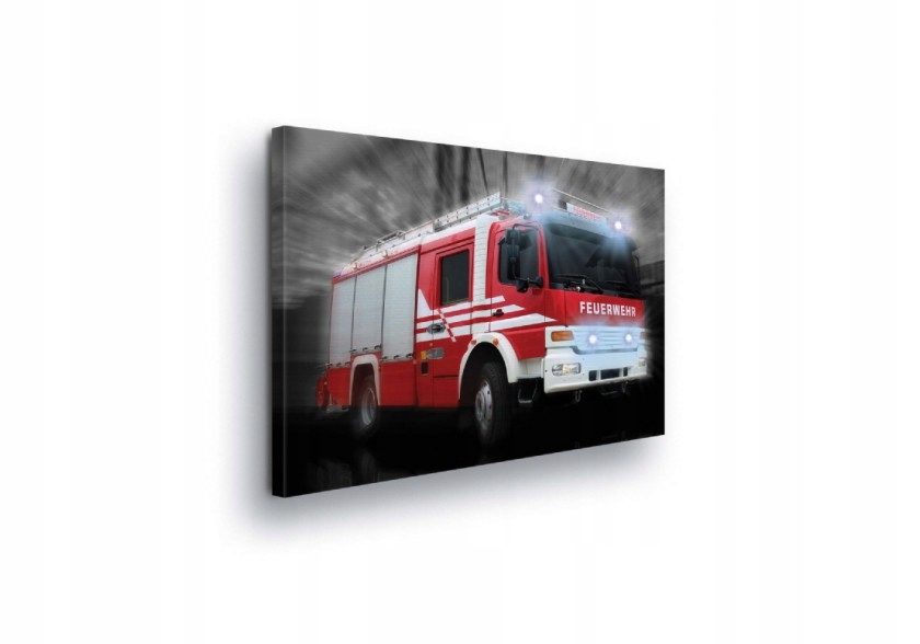 Obraz 100x75 Hasičský vůz hasiči záchranáři rychlost akce červená noc