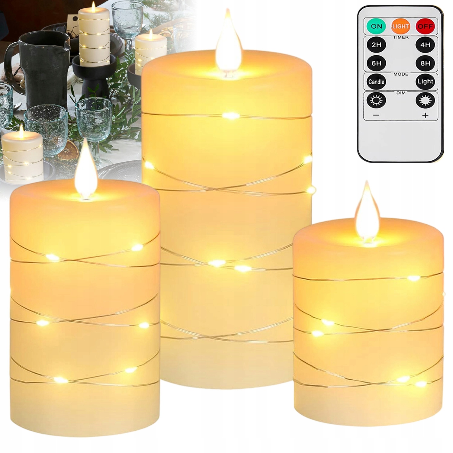 Led Svíčka Na Baterie Efekt Plamene Vložka Hřbitovních Svíček Funkce Časovače