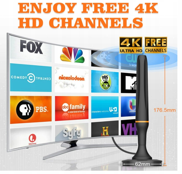 АНТЕННА HD TV ВНУТРЕННЯЯ 4K 1080P 75 ОМ