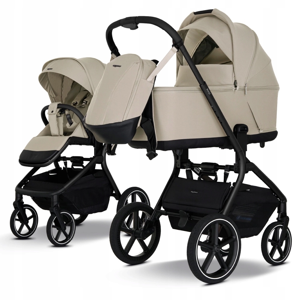 Wózek 2w1 przodem tyłem MyJunior Mavi Sandstone Beige składana gondola