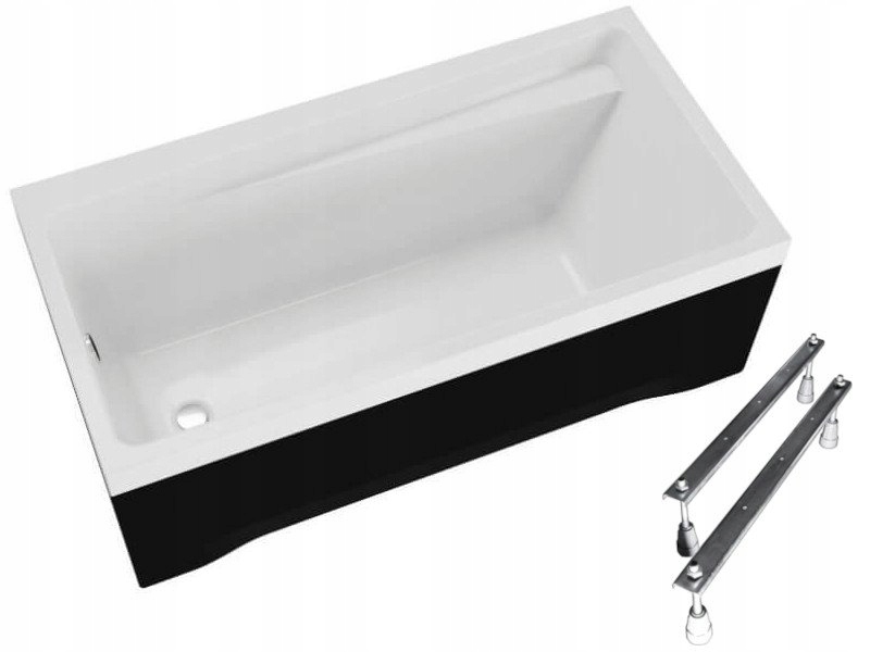 Protostohranná vana Polimat Elza 160x75 s černým krytem a bonus nohami