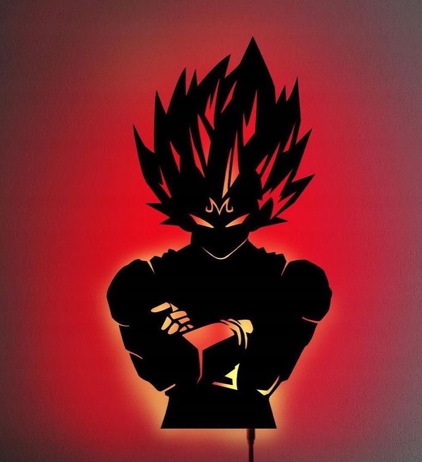 Vegeta Dragon Ball Dřevěný obraz 3D Led lampička Anime Dárek