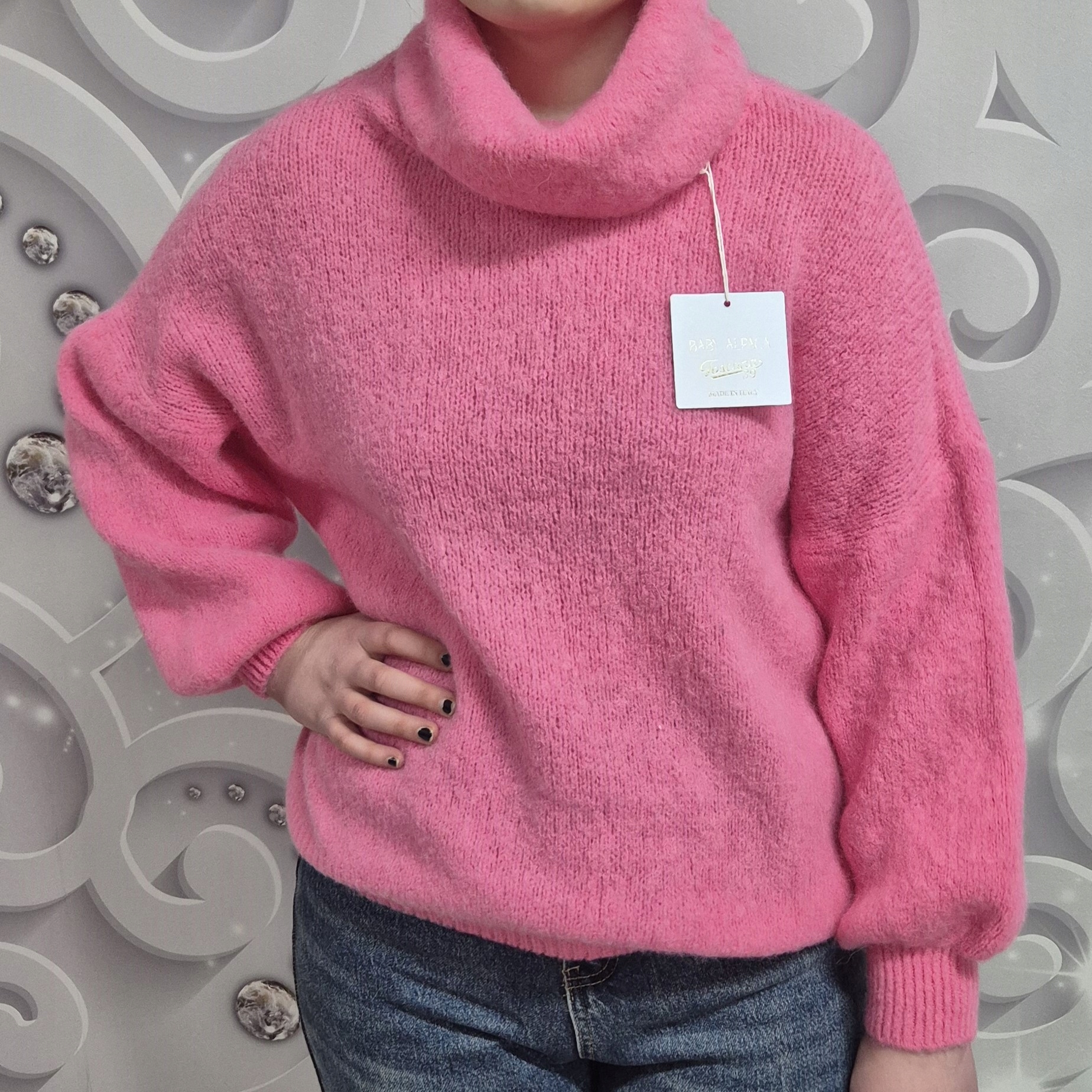 Svetr baby alpaka golf Toscana růžový Italy vel, uni, S, M, L