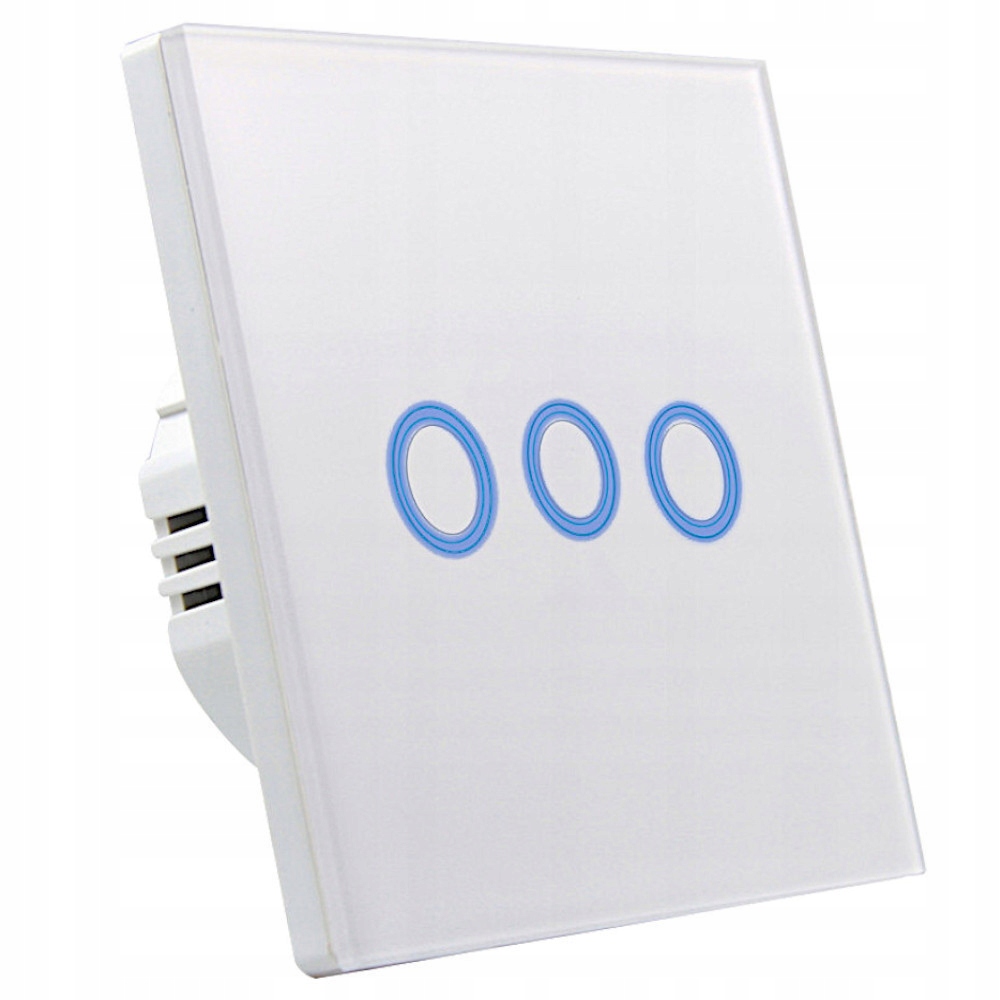 WŁĄCZNIK LED BIAŁY POTRÓJNY SZKLANY DOTYKOWY 3W