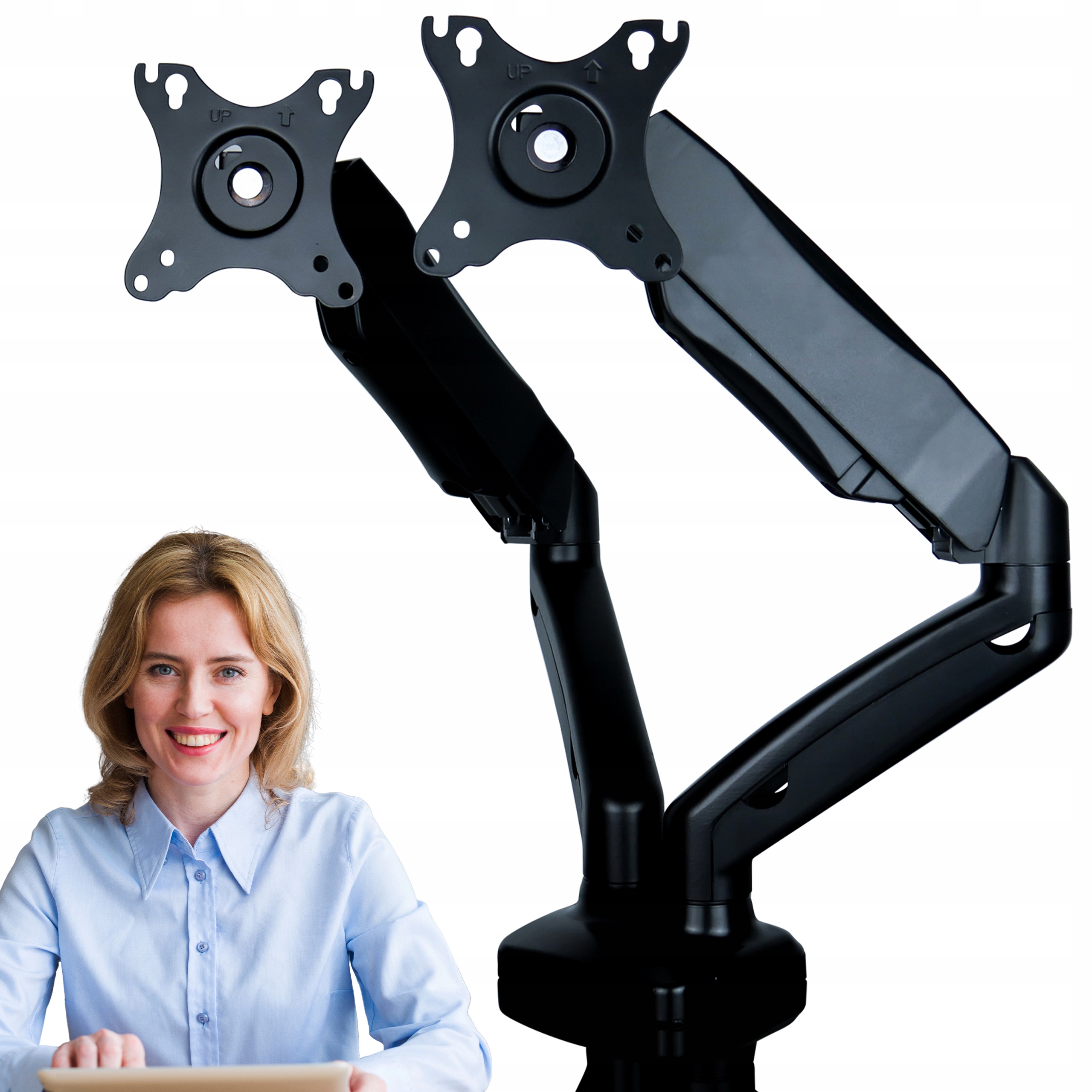 Stojan na dva stolové monitory s plynovou pružinou 13"-32" do 6 kg Vesa