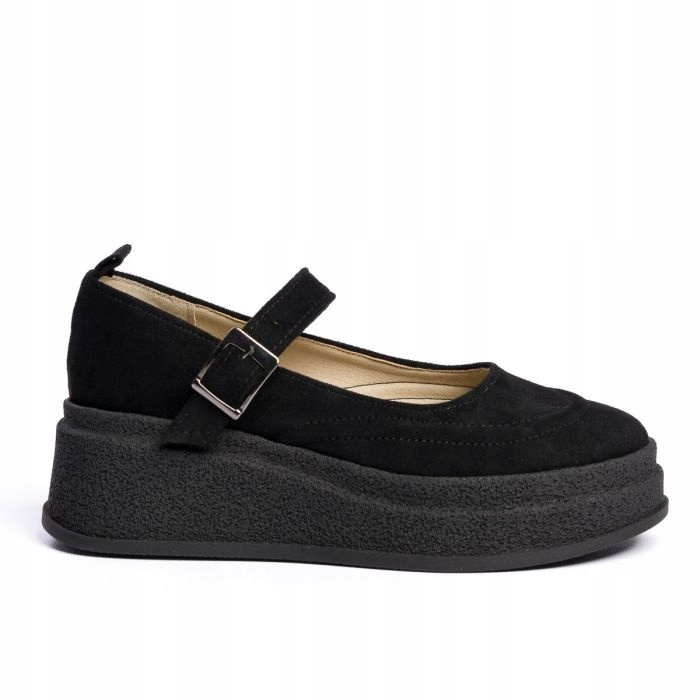 Zamszowe Półbuty Na Platformie Pasek Optimo 38