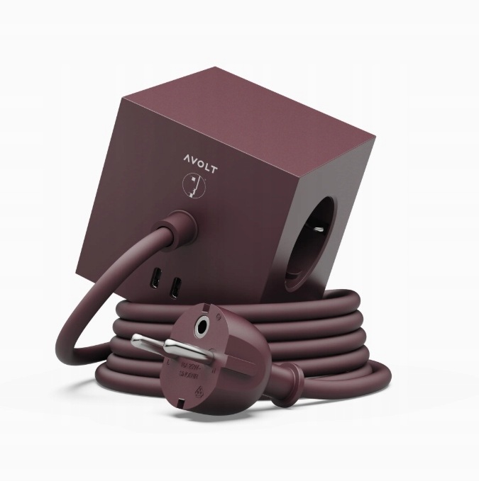 Avolt 3 gniazda 2x USB-C 1,8m Bordowy