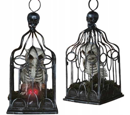 Sova Kostra V Kleci Halloweenská Sovička Halloween Strašidelná Klec 35 CM