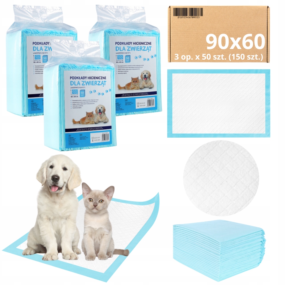 Levně Podložky MediBed Absorpční tréninkové Podložky 600 ml Pro Zvířata 90x60 cm 150 Ks