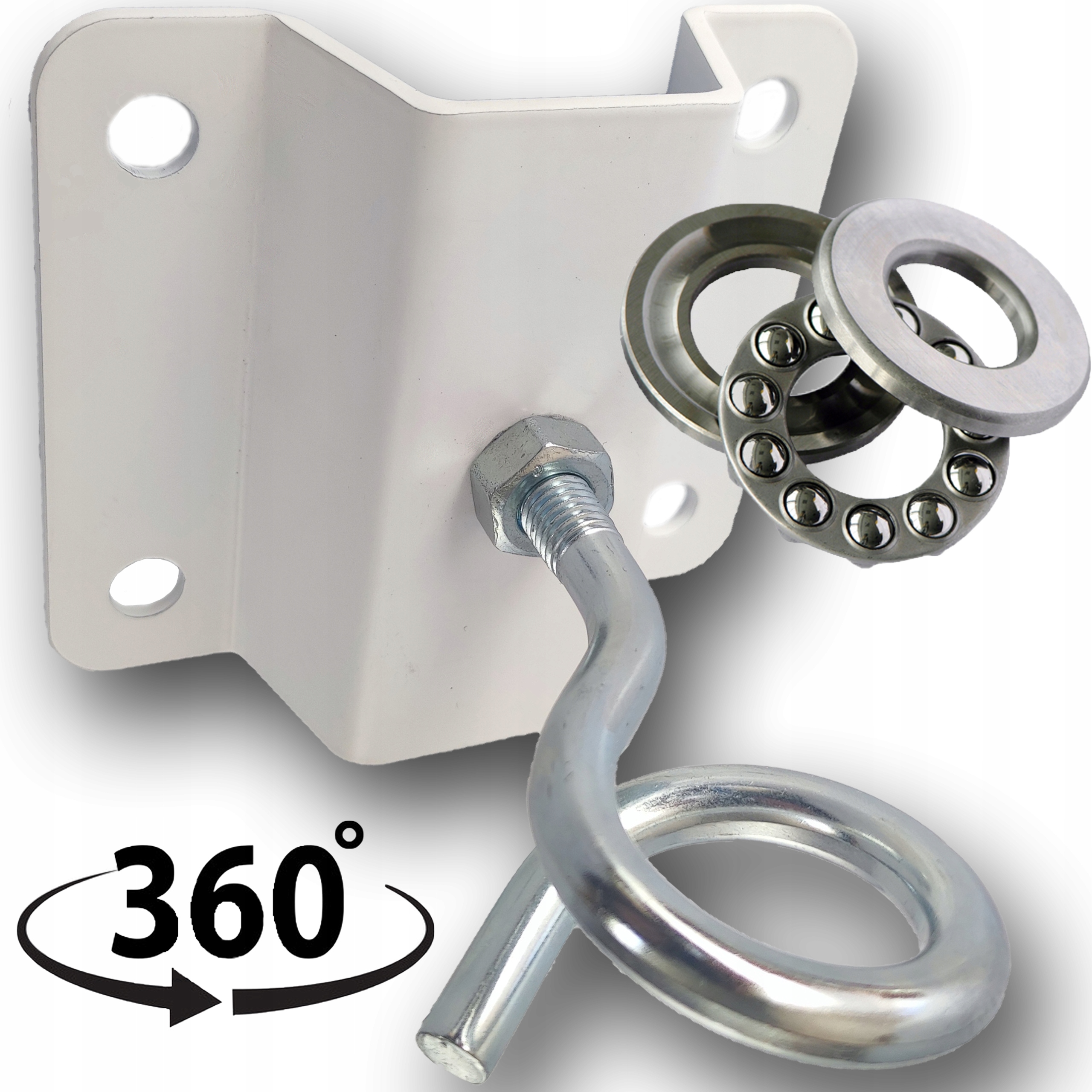 

Uchwyt montażowy z Łożyskiem Biały Obrotowy Hak