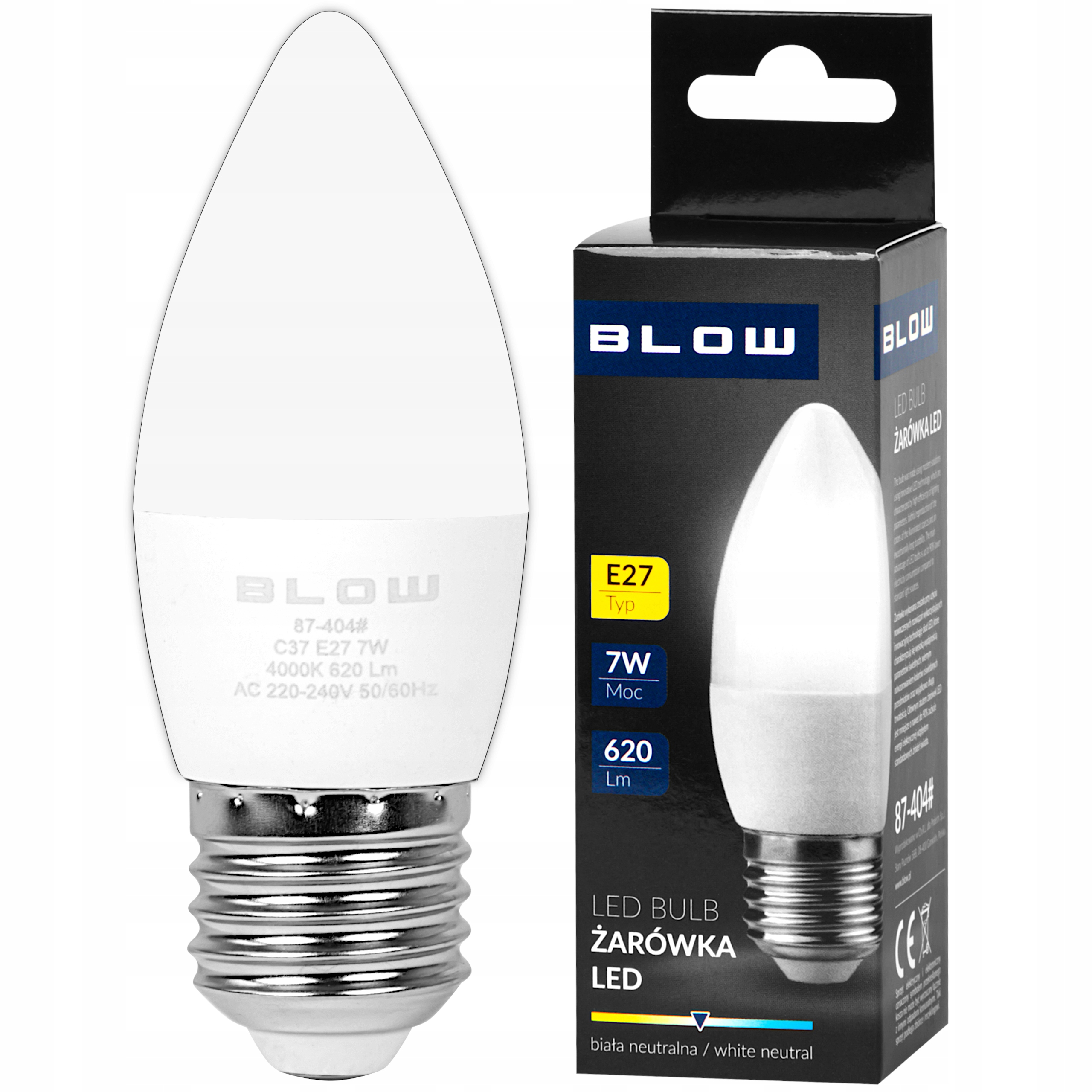 

Żarówka Led Eko E27 7W=60W biała świeczka