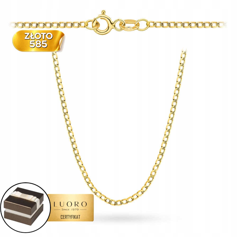 Řetízek Zlatý 585 14K Vazba Pancířová Nařezaná 45 CM Elegantní