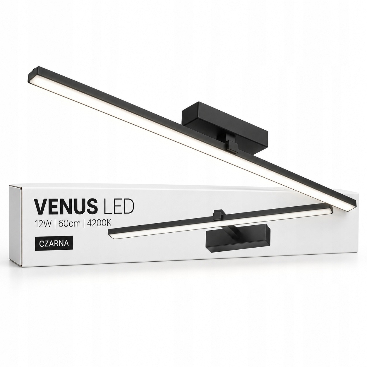 Lampa do zrcadla Venus Led 12W 60 cm černá koupelnová 4200K IP44 840lm