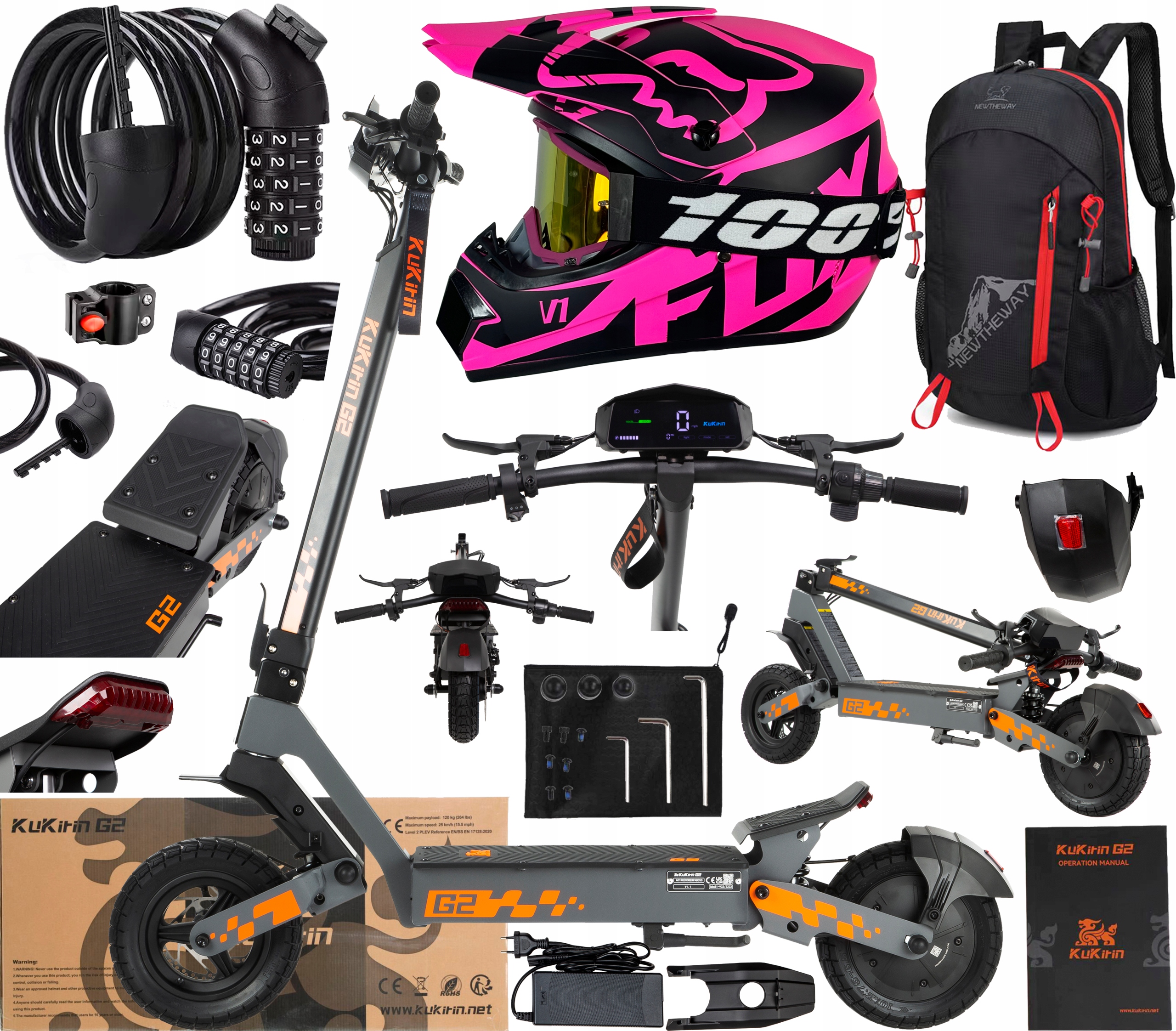 2026 KuKirin G2 Elektrické vozidlo 800W 48V 15Ah 45KM/H Terénní +Dárek