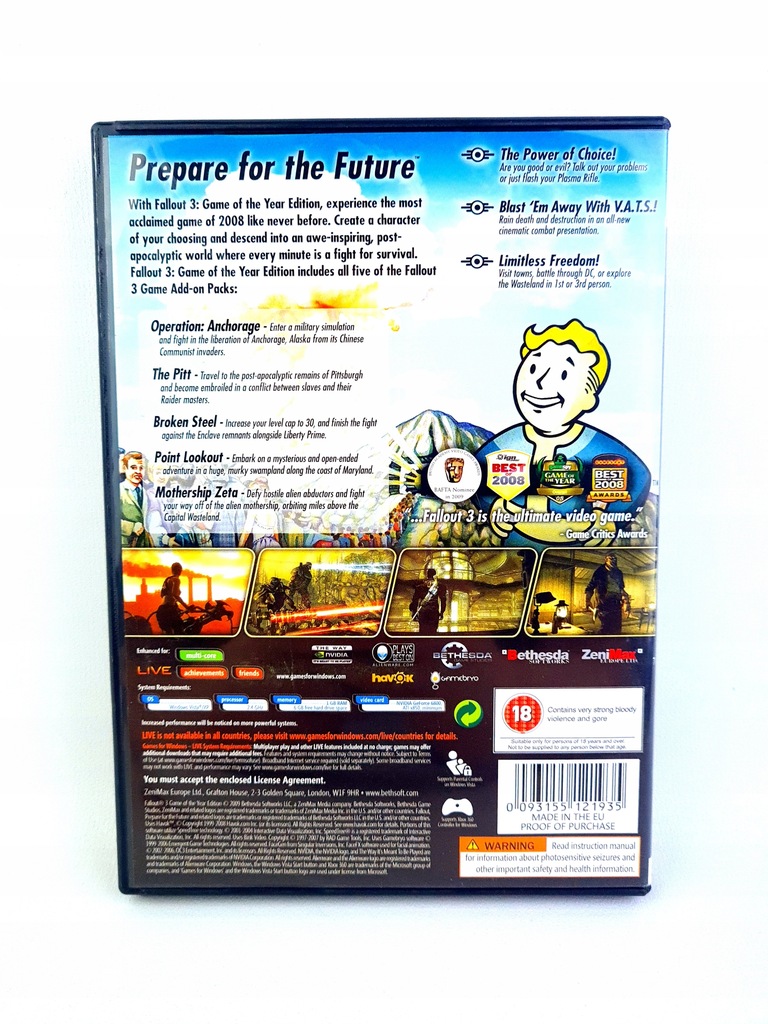 FALLOUT 3 III + 5 DODATKÓW WSZYSTKIE KOMPLET GAME OF THE YEAR PC EAN (GTIN) 5050740025943