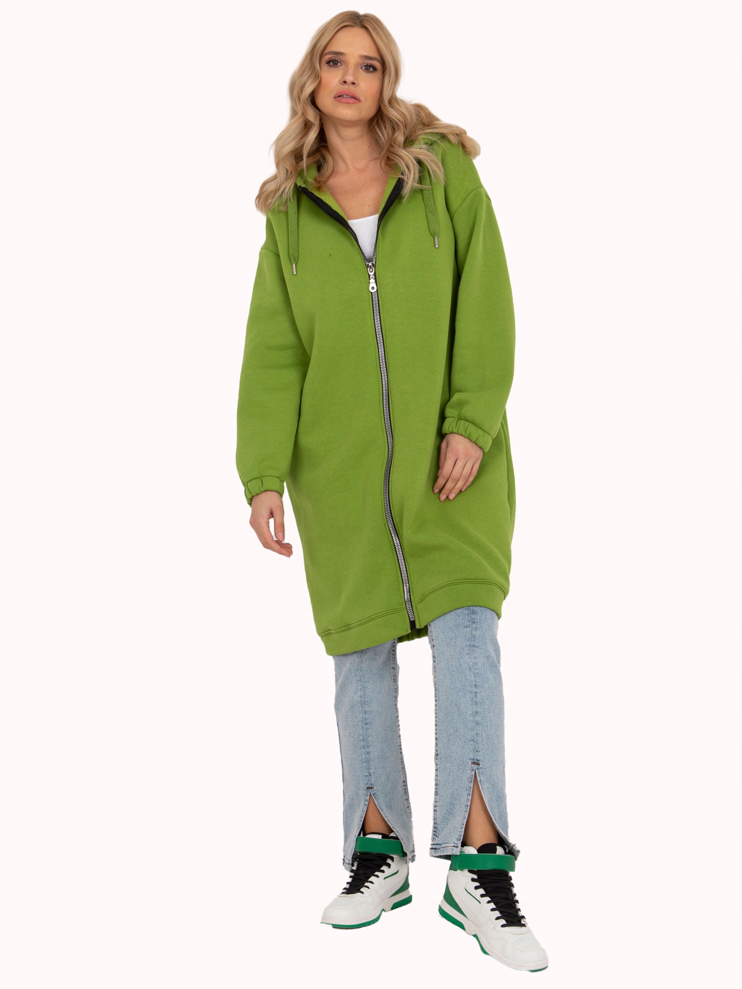 Długa Bluza Damska basic rozpinana kaptur L/XL