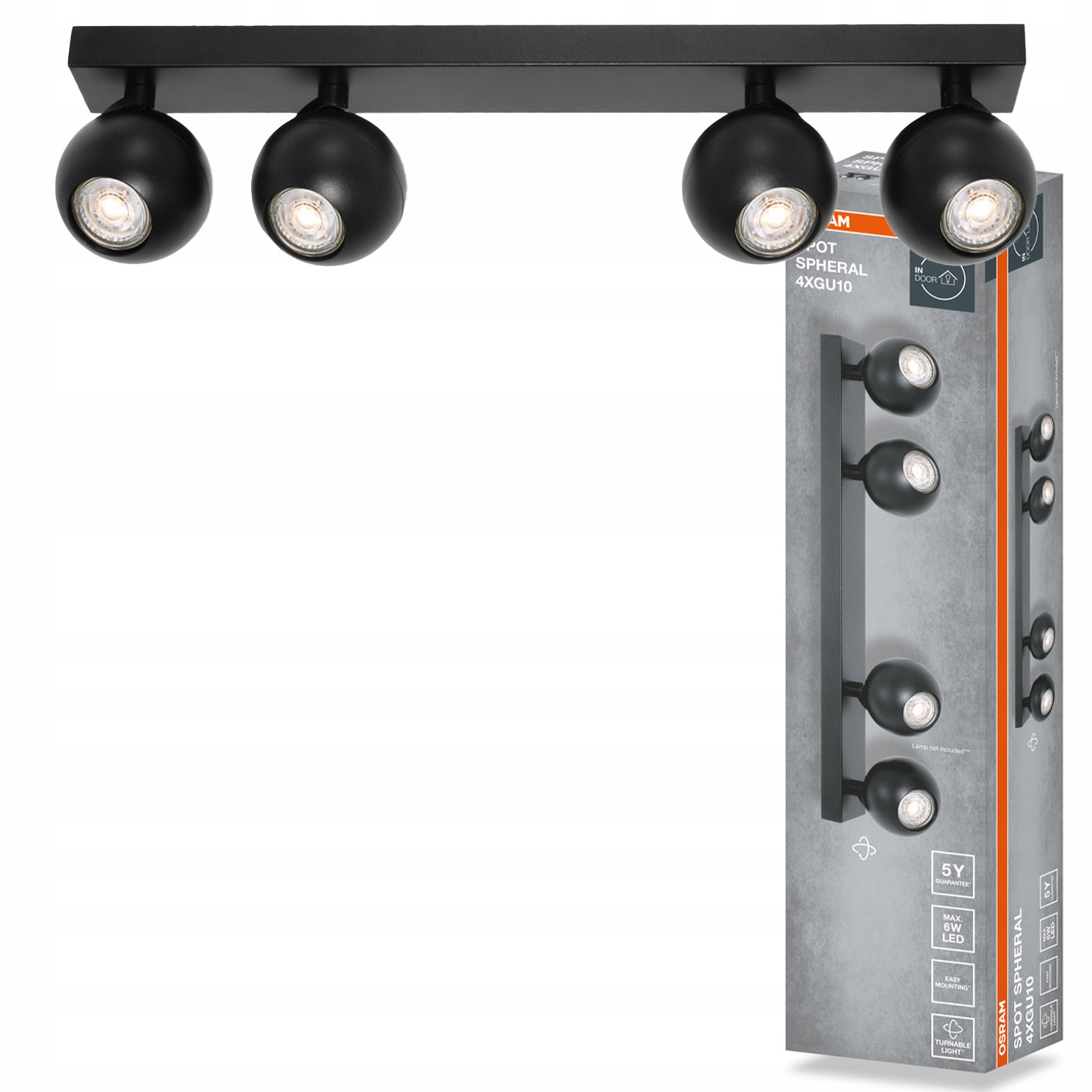 Stropní Svítidlo Nástěnné svítidlo s pohyblivým bodovým reflektorem 4x GU10 Osram