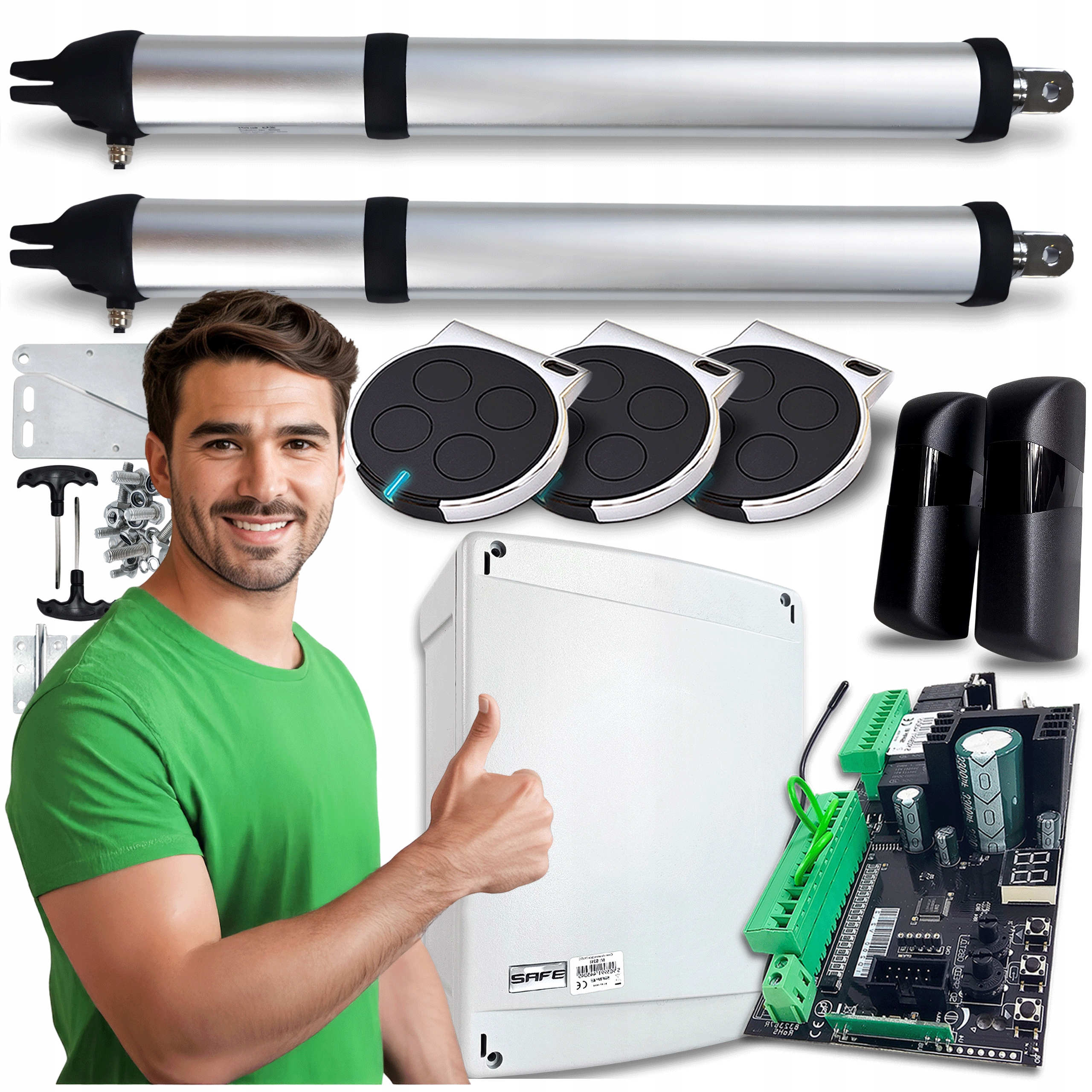 Set pohon pro Dvoukřídlou Bránu 8m ovladače pohon 200 kg Automat Slim