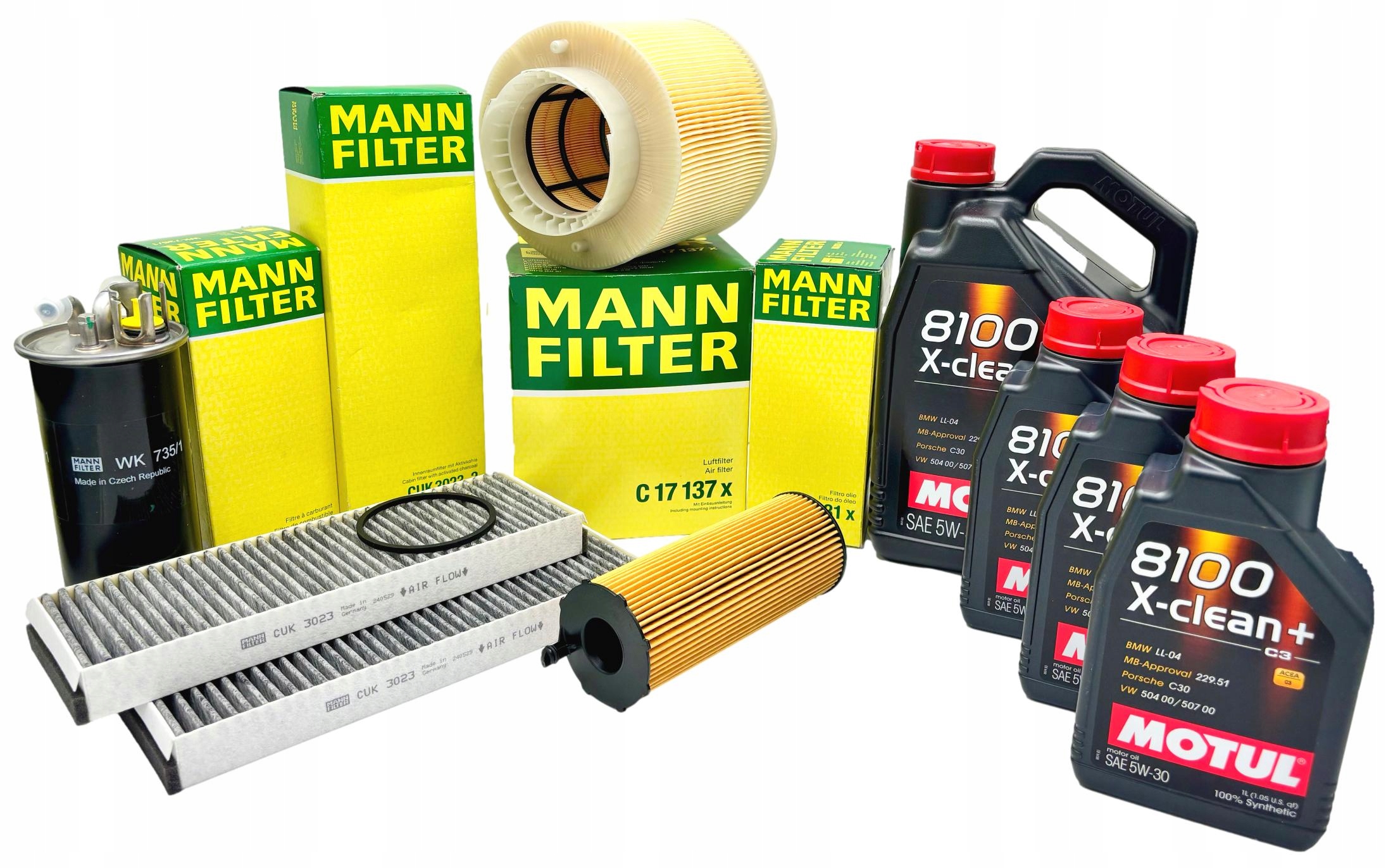 Mann Sada Filtrů Olej 5W30 8L Audi A6 C6 Allroad II 3.0 Tdi Asb 233KM