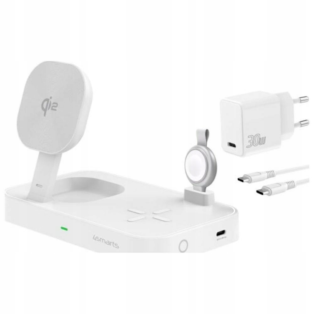 Nabíjecí stanice 4smarts Qi2 Trident s rychlonabíječkou Mfi pro Apple Watch