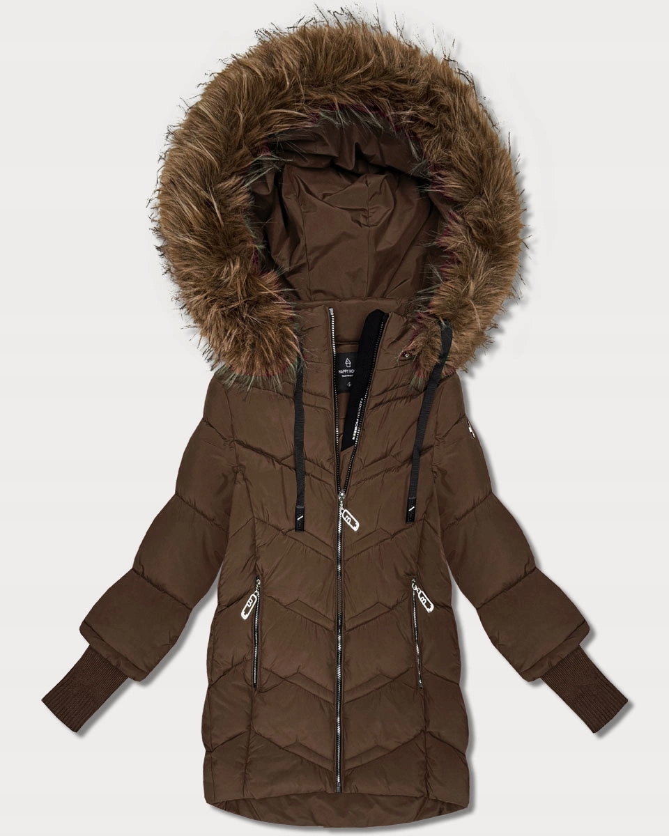 Pletená Bunda S Rukávy KK60615 Hnědá XXL (44)