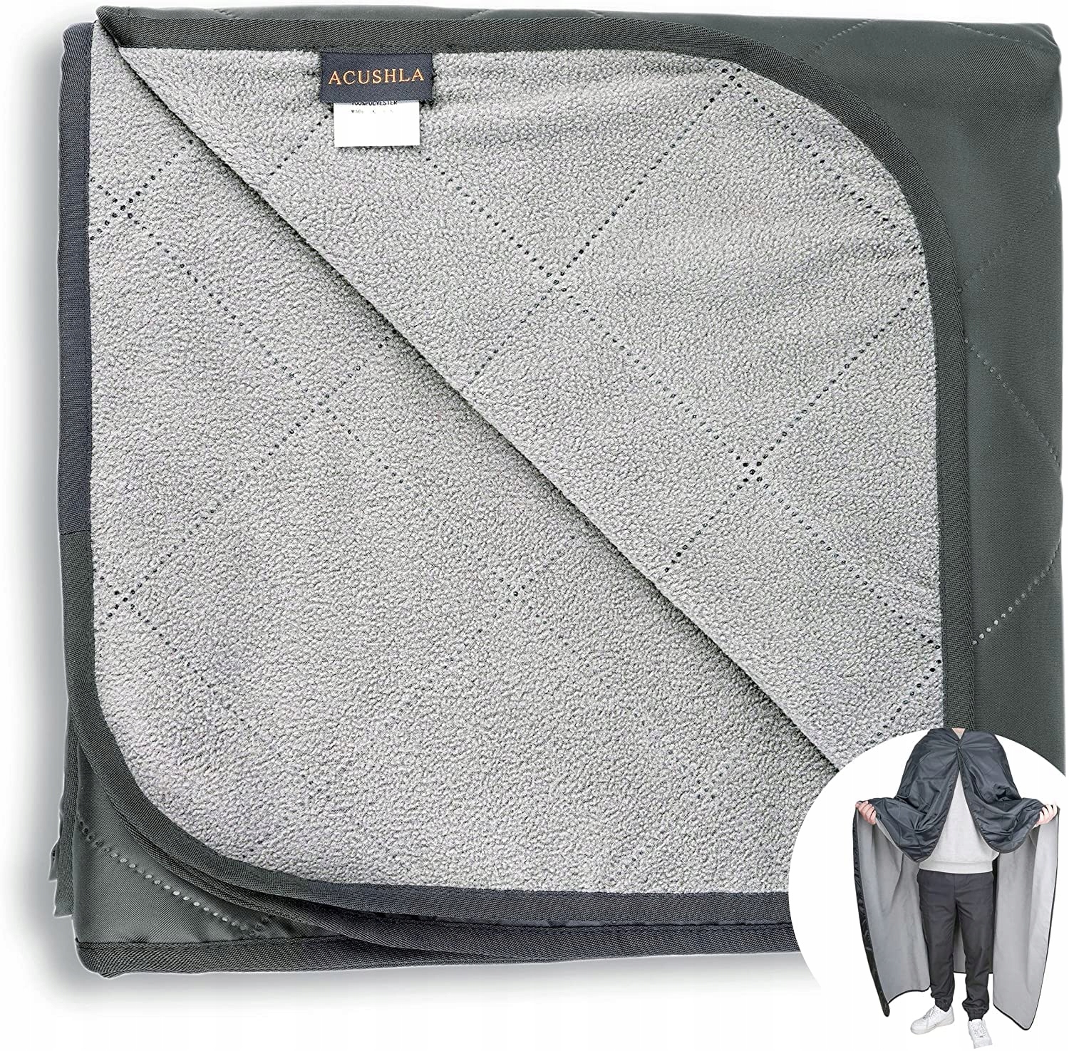Outdoorová deka 200x145 cm Acushla voděodolná na piknik a kempování šedá