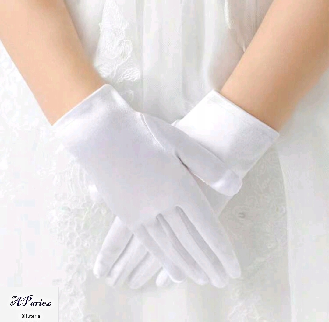 Do0010 Rękawiczki komunijne proste białe 12-16lat