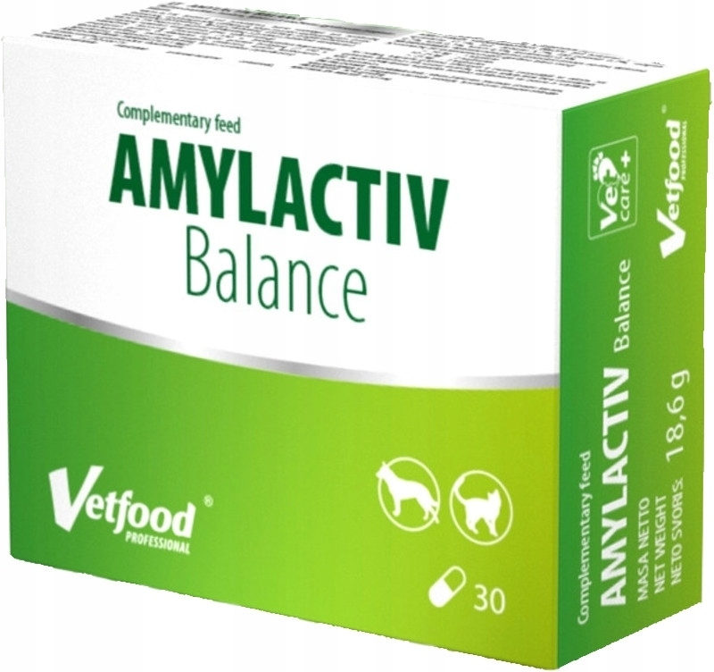 Vetfood Amylactiv Balance na trawienie dla psa kota 30 kaps.