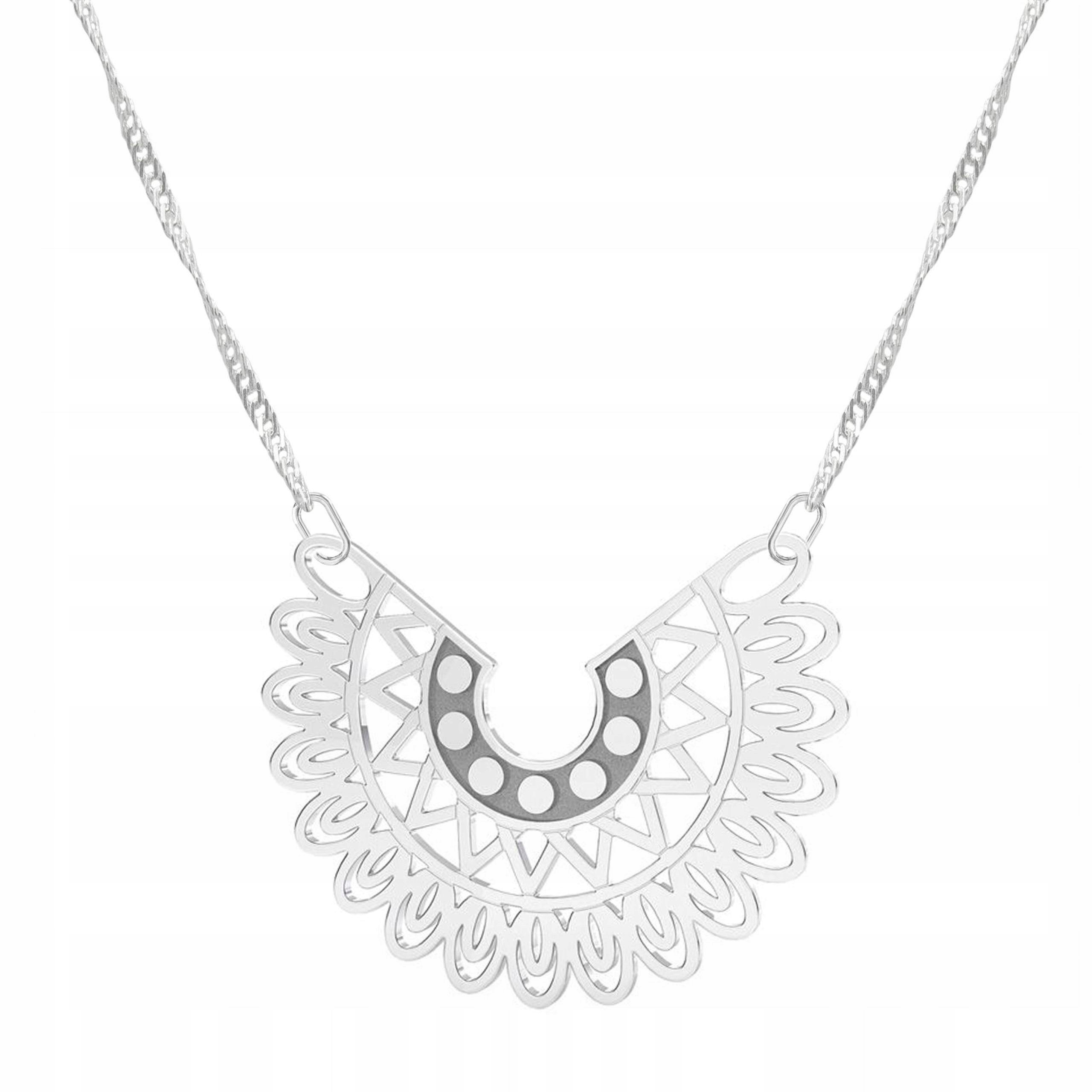 Stříbrný náhrdelník s ažurovým vzorem, geometrický tvar Stříbro 925