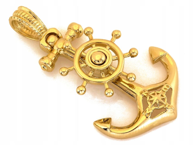 Velký zlatý přívěsek 585 Kotvící kormidlo ovládací kolo 1.64g bez kamenů