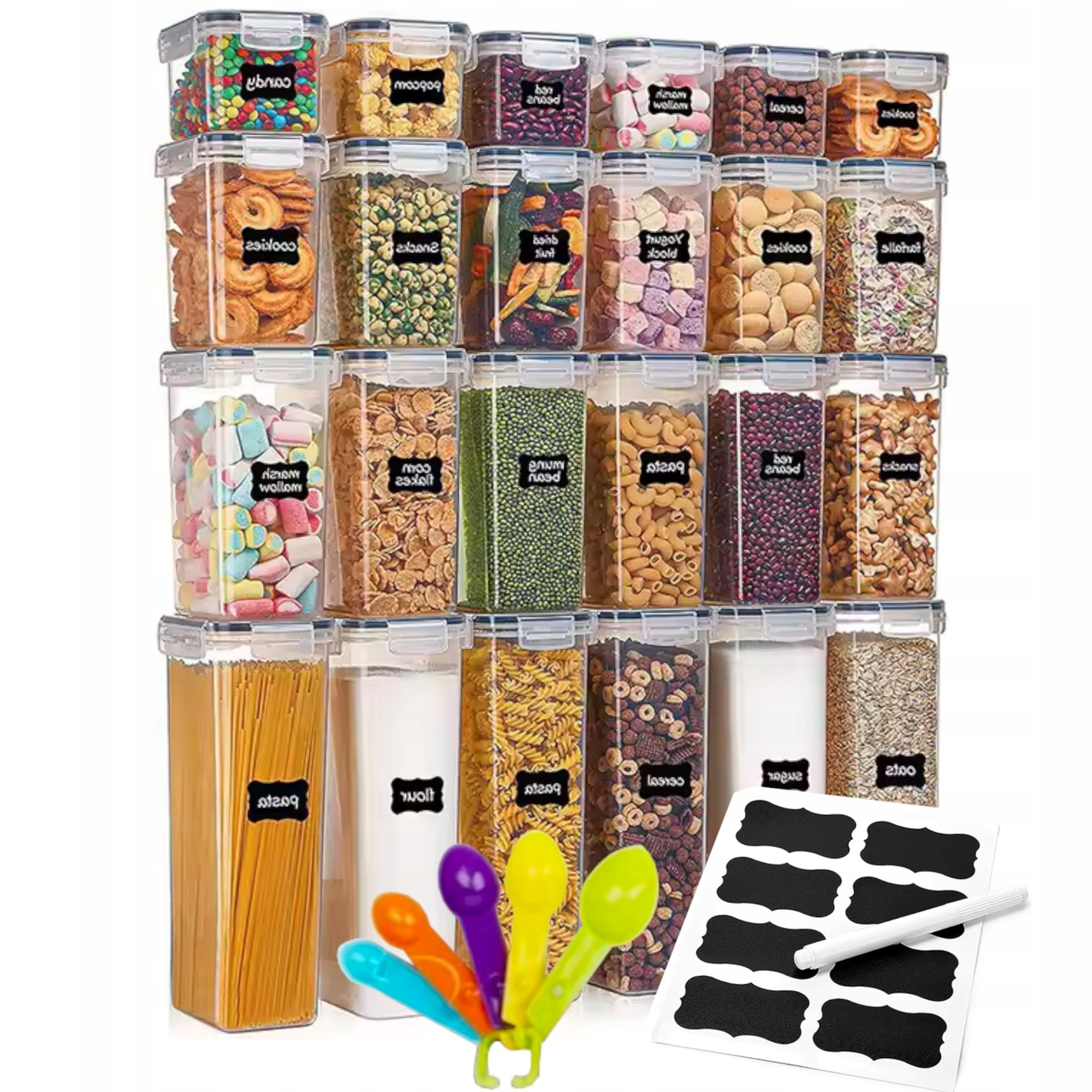 Dózy Na Potraviny hermeticky uzavíratelné, sada 24ks 6x(0,8 1,4 2 2,8L)