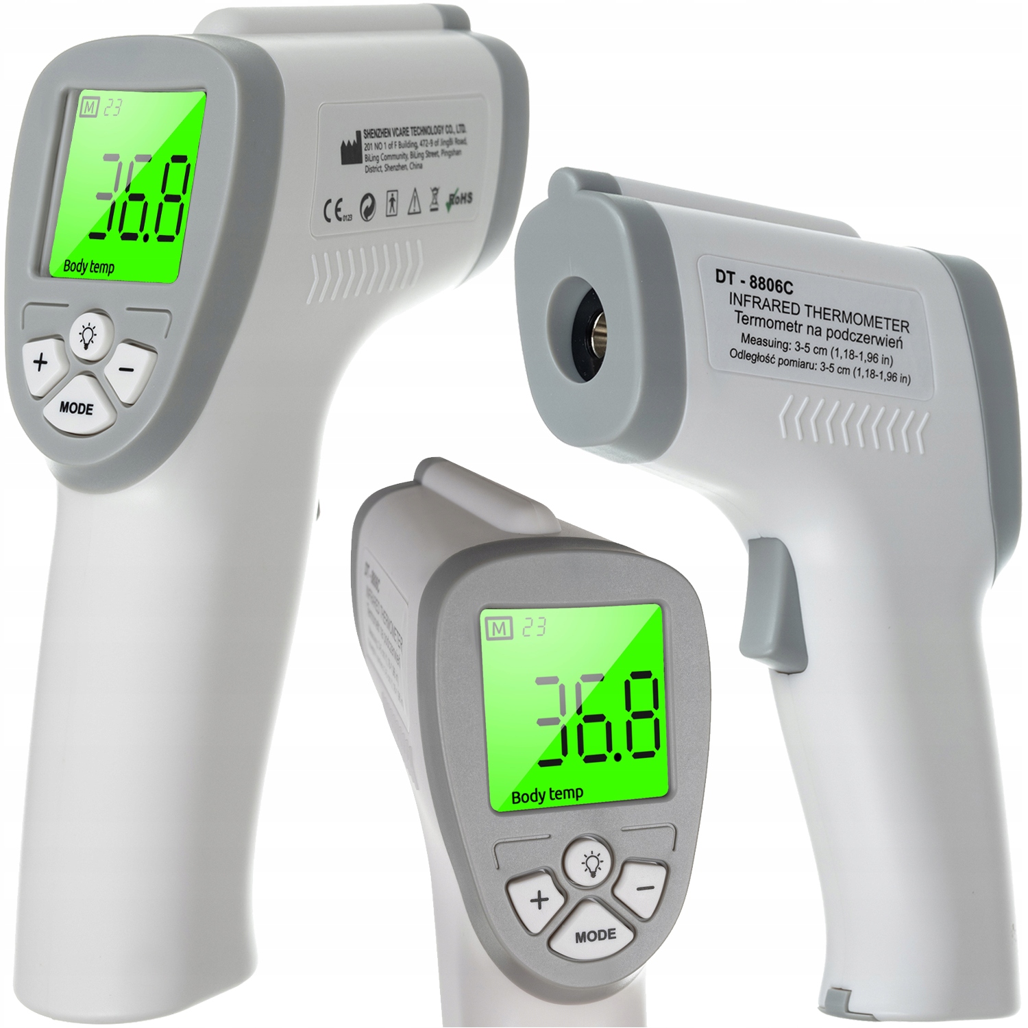 Brezkontaktni medicinski infrardeči LED termometer