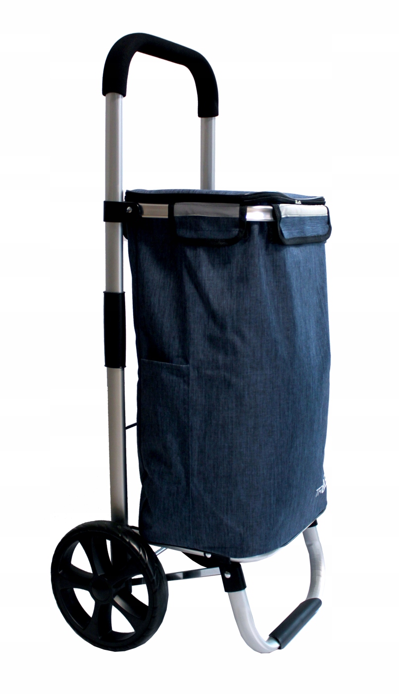 Skládací nákupní vozík s chladicí kapsou, voděodolná nákupní taška, modrá