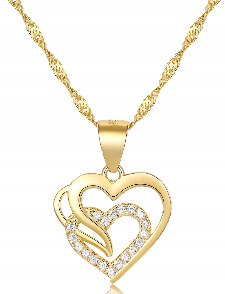 Stříbrný náhrdelník srdce řetízek přívěsek stříbro pozlacený 925